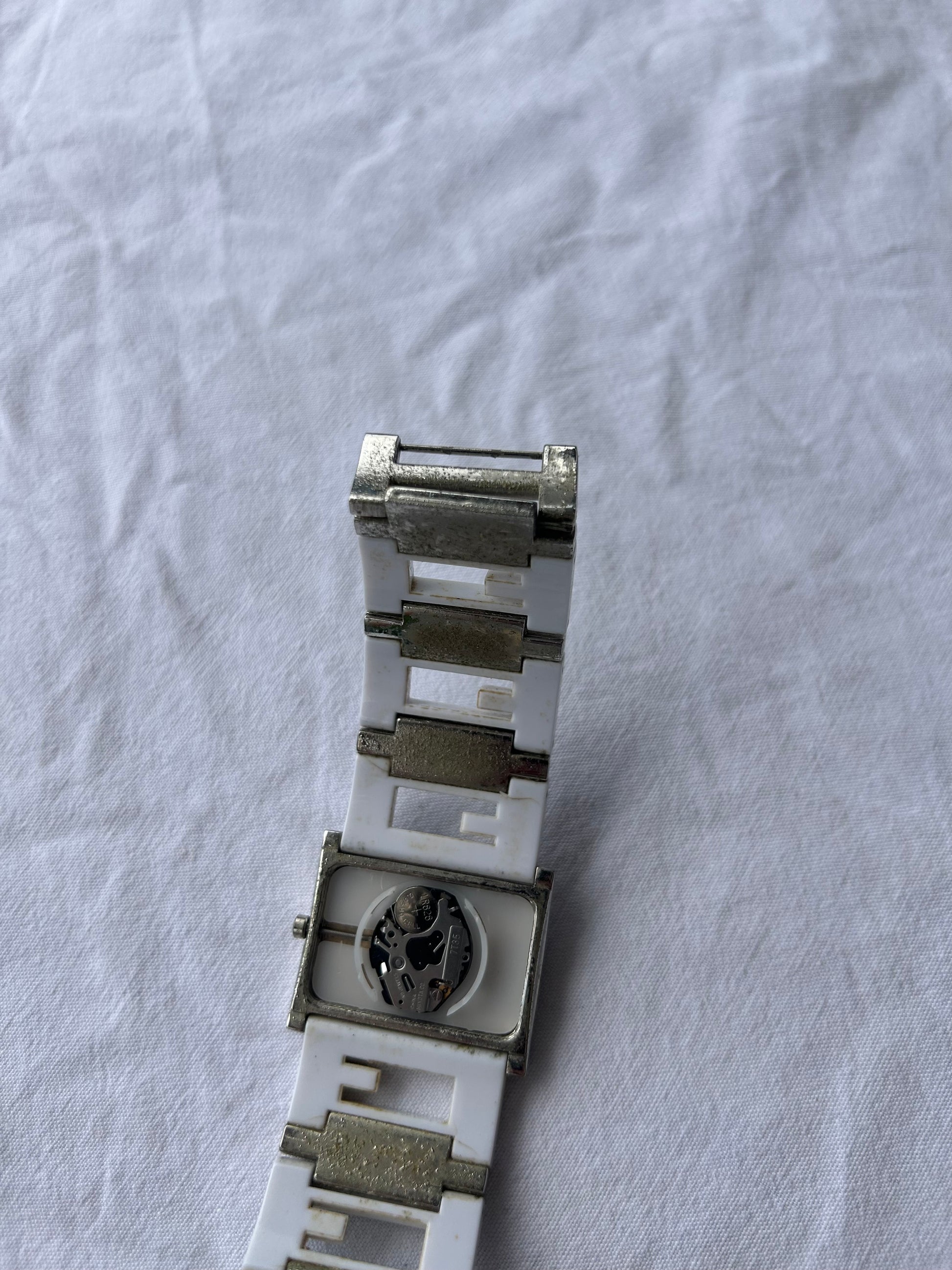 Vintage silver white strass inox bracelet jewelry watch