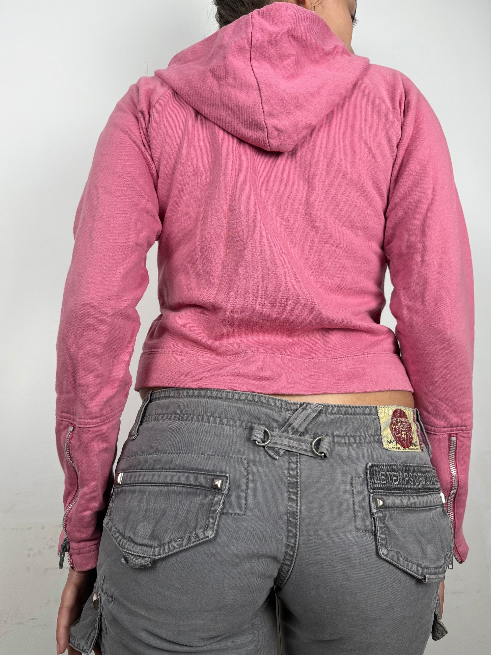Pink cotton zip up hoodie  (S/M)