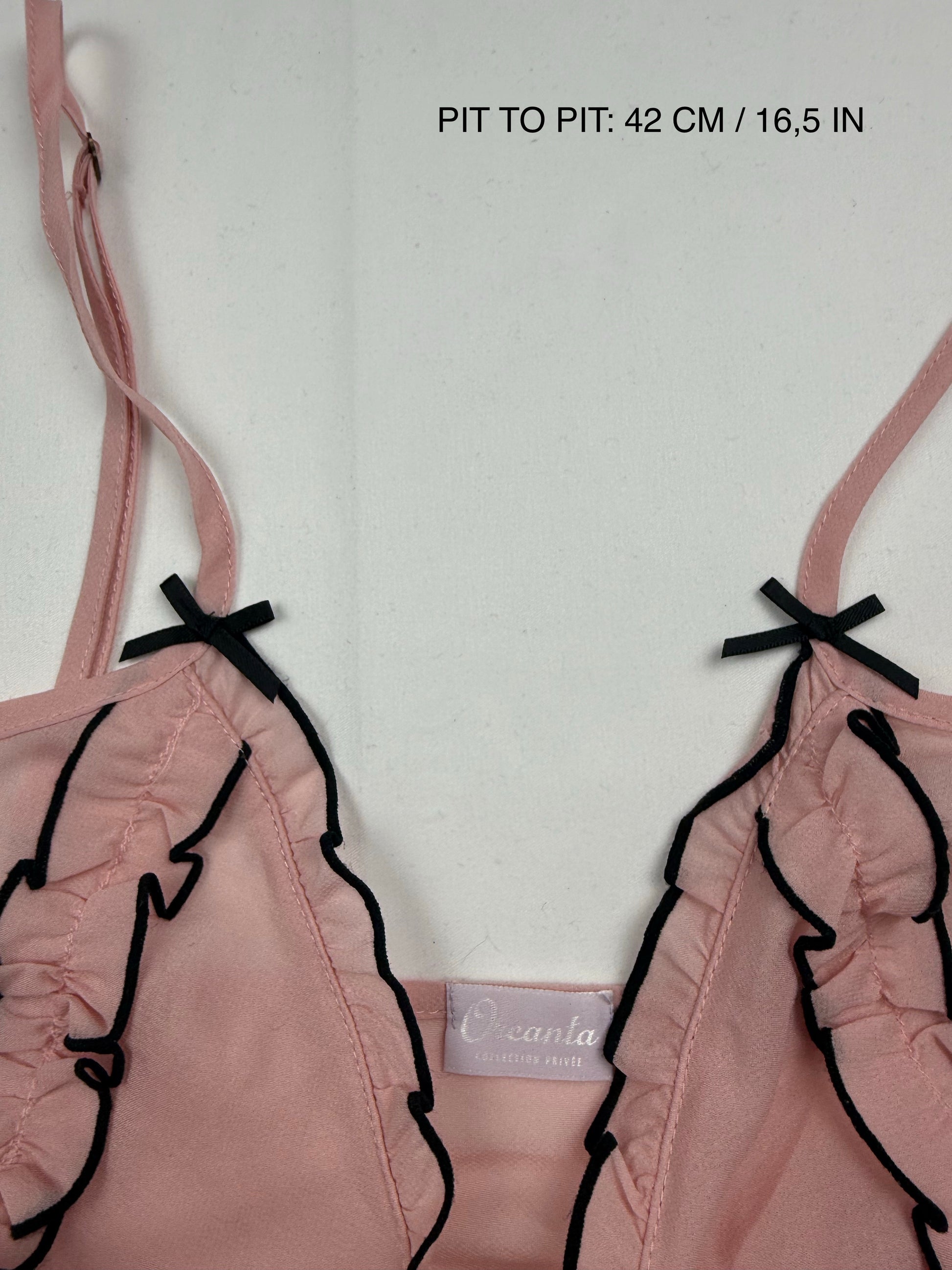 Baby pink mesh lettuce hem babydoll mini dress (XL)