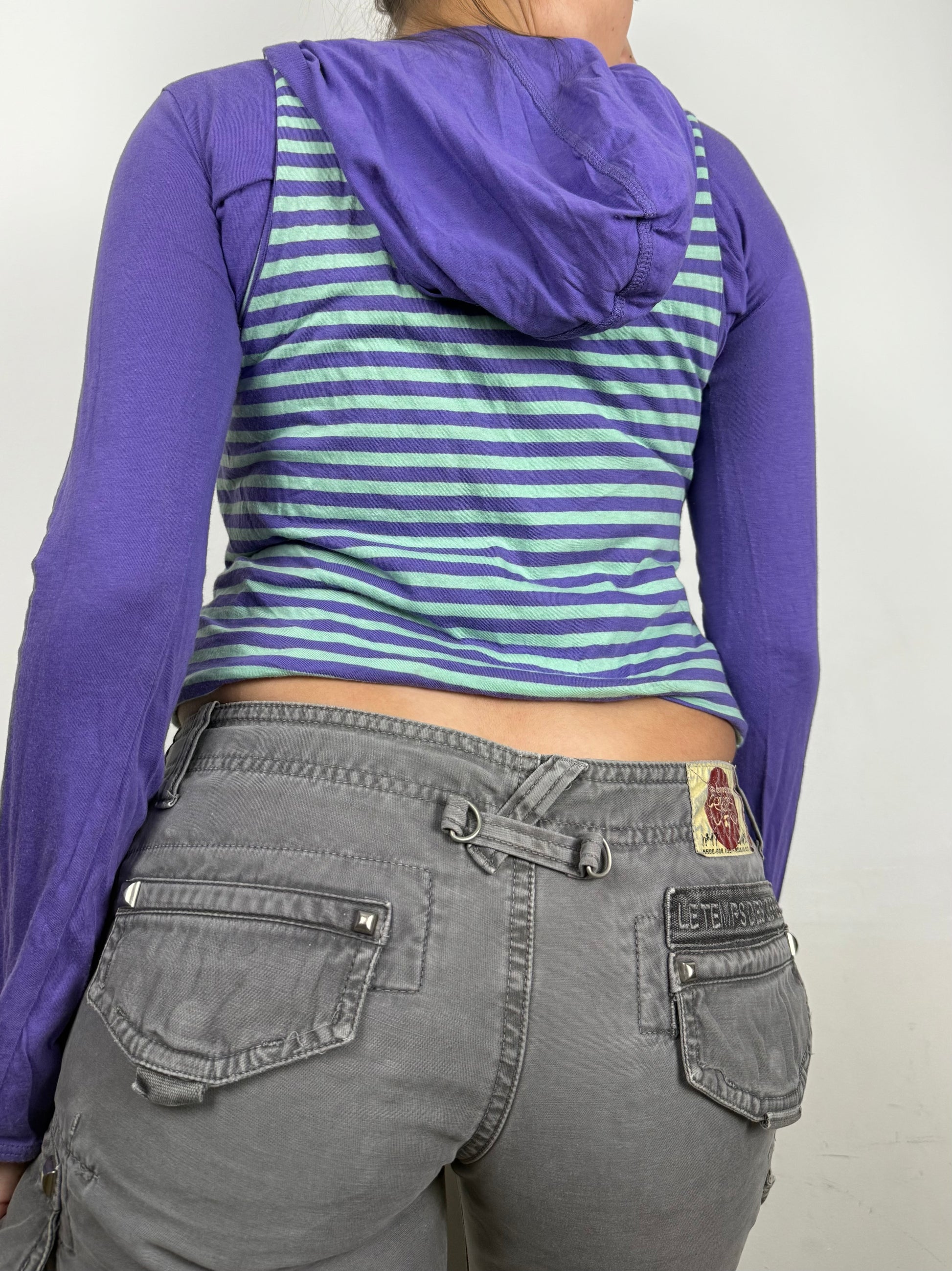 Purple graphic 2 in 1 hooded top (S/M)