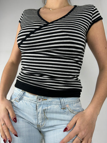 Black striped tight tee (S)