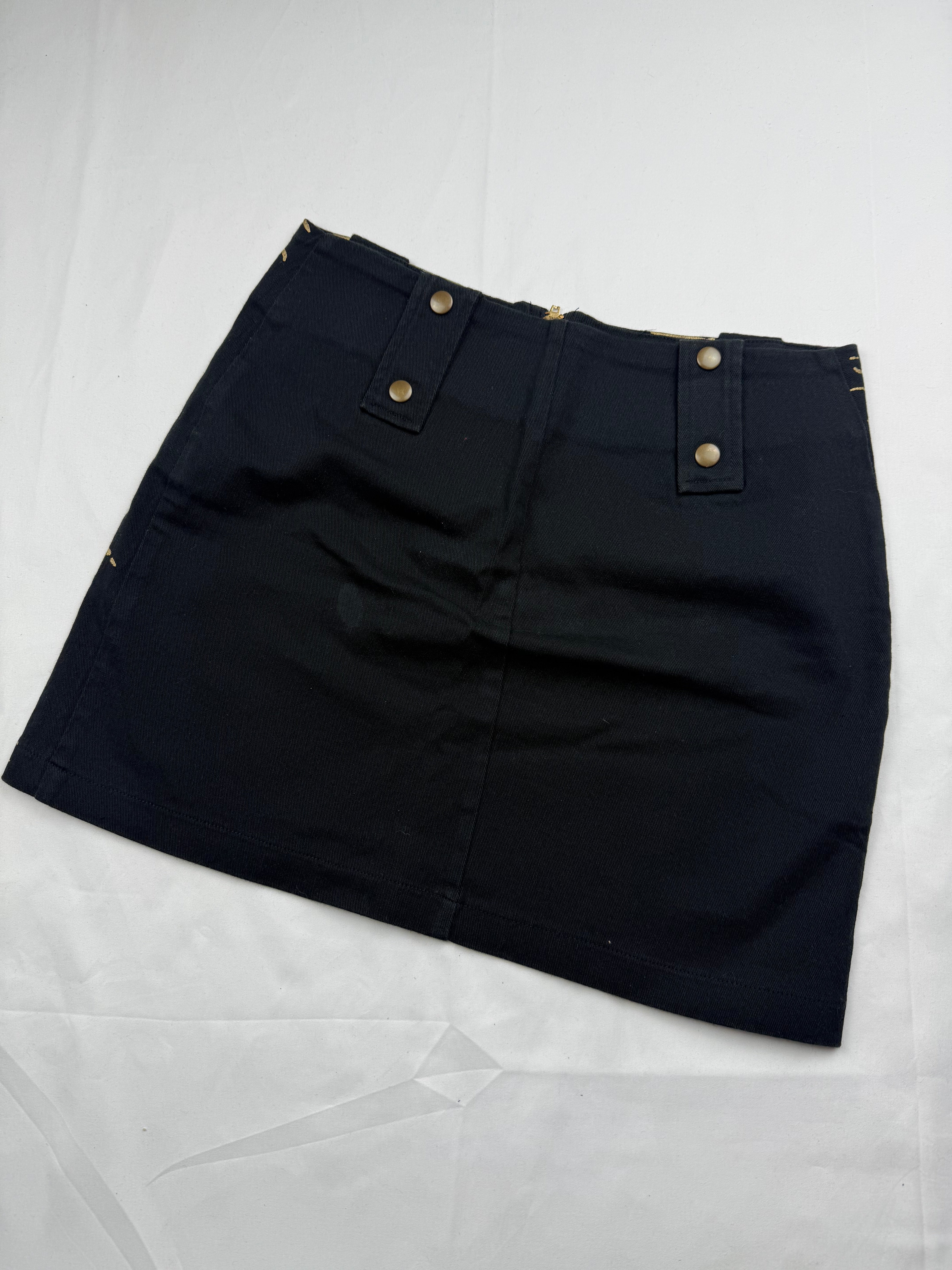 Black & gold graphic cotton mini skirt (S)