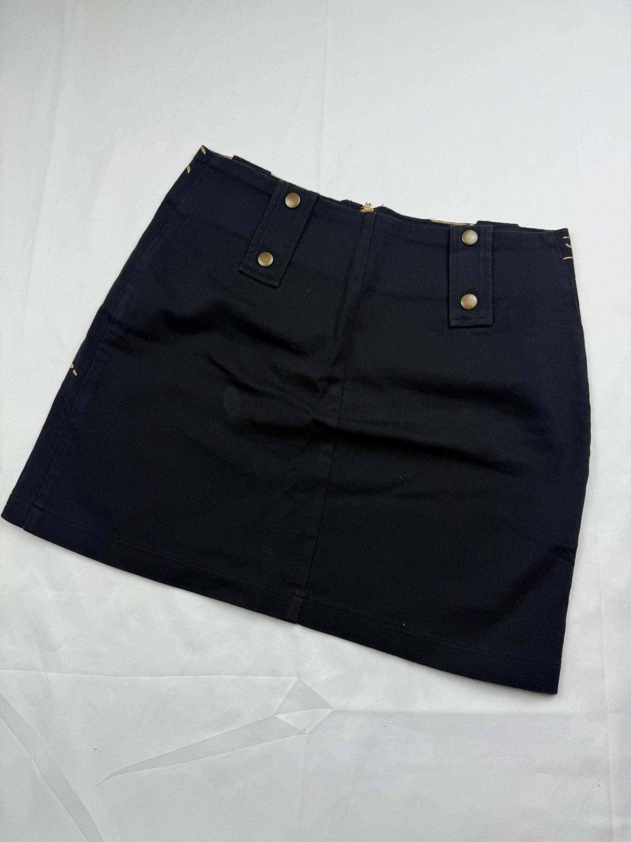 Black & gold graphic cotton mini skirt (S)