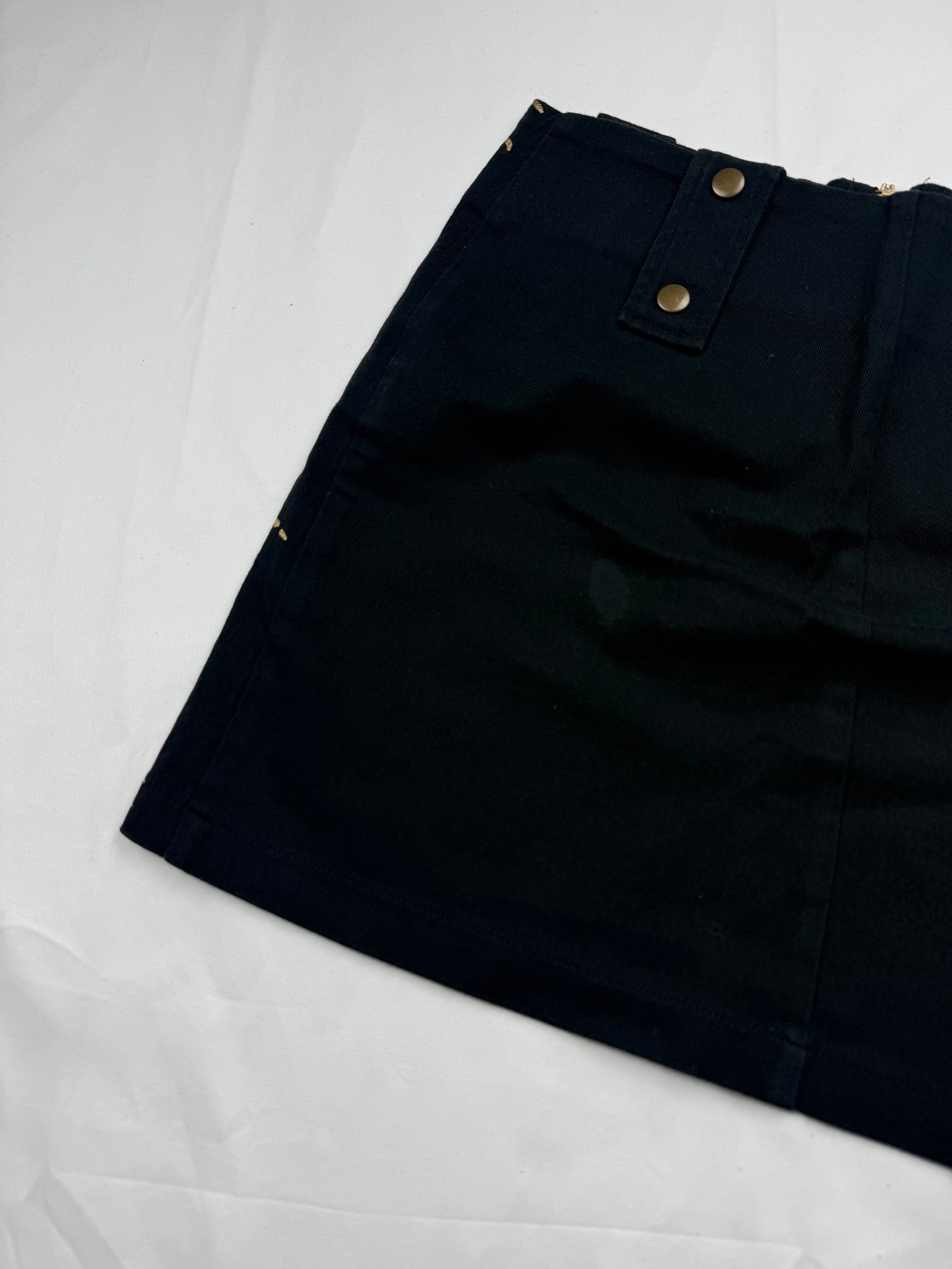 Black & gold graphic cotton mini skirt (S)