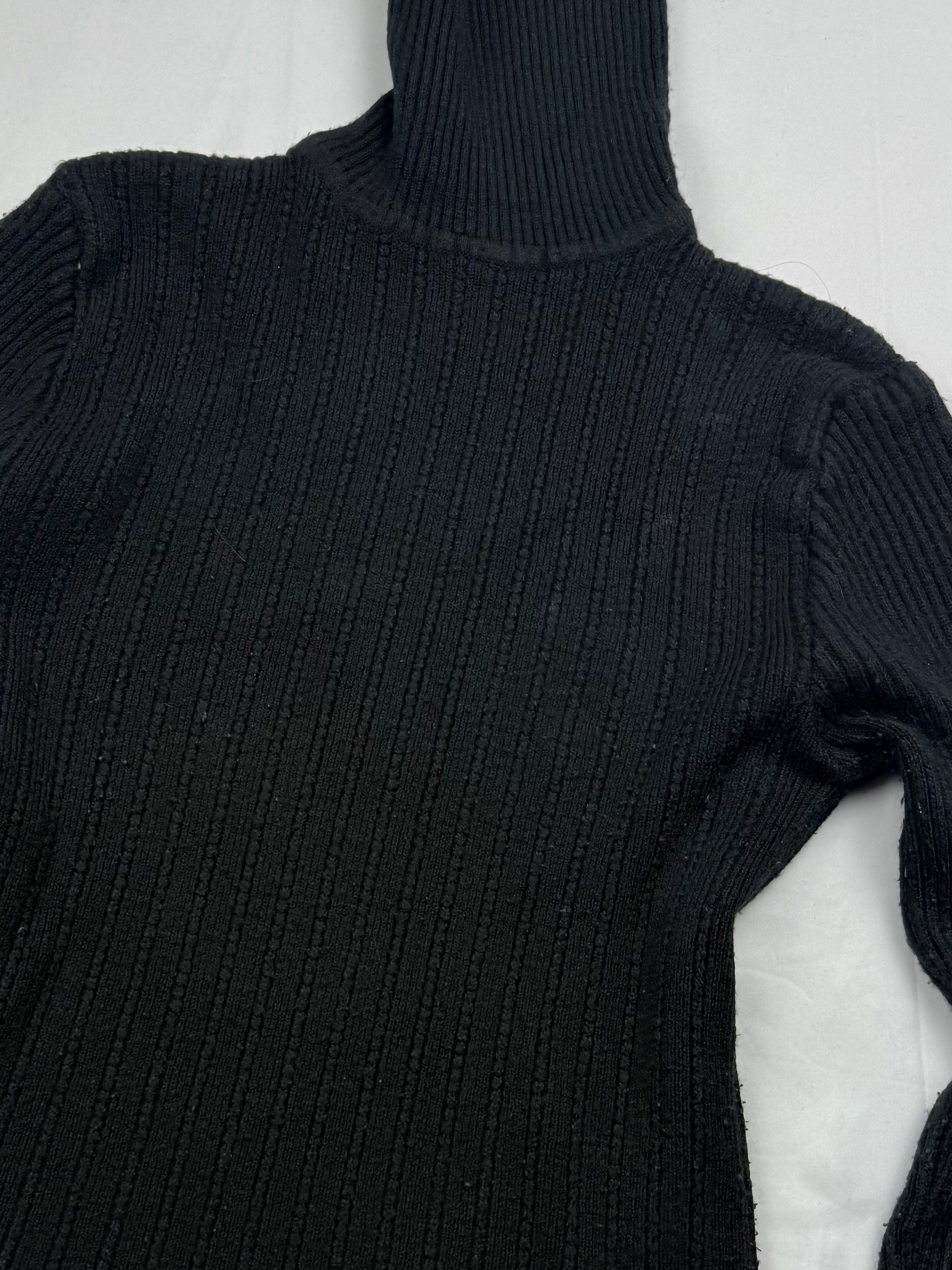 Black turtleneck tight fit wool jumper (S)
