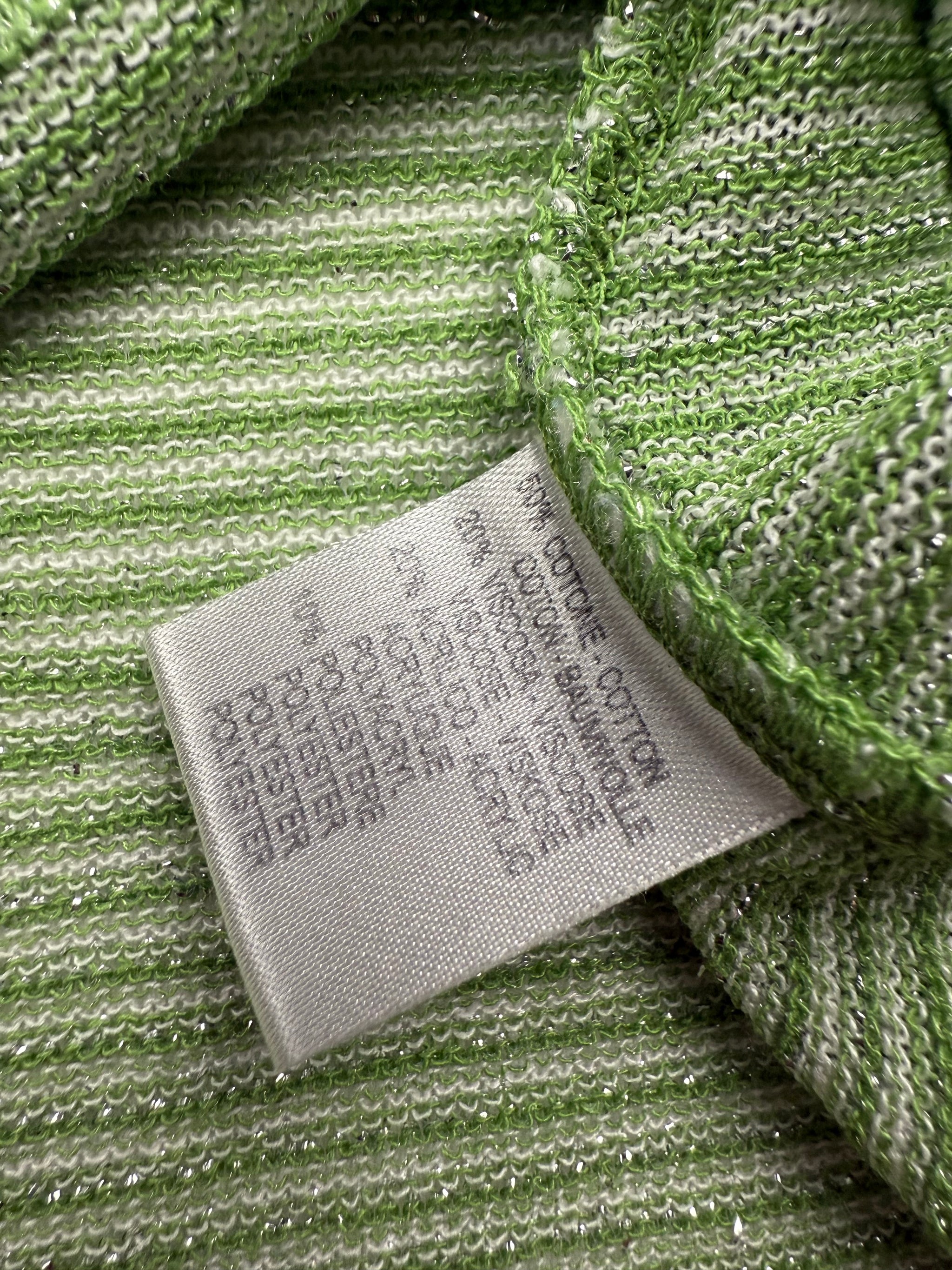 Green striped shinning polo neck tee (M)