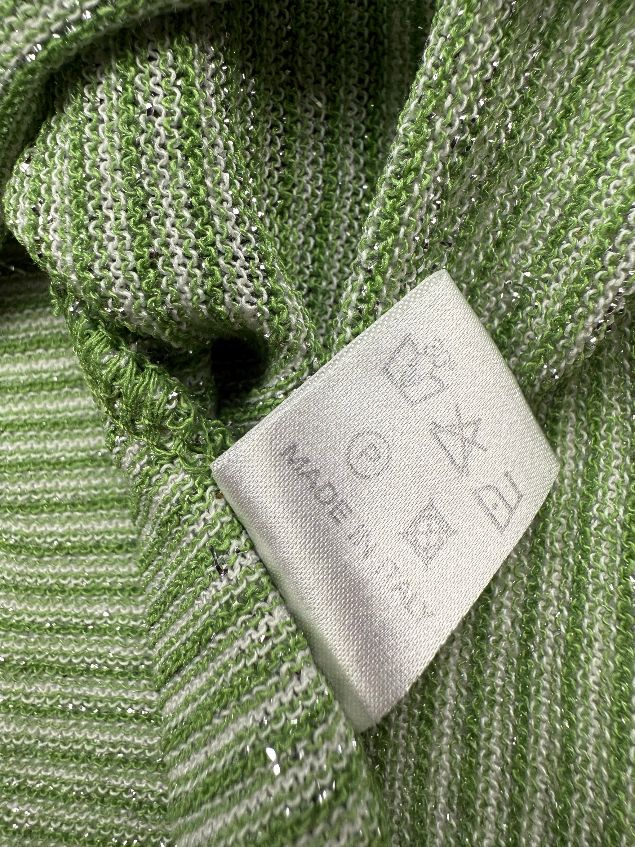 Green striped shinning polo neck tee (M)