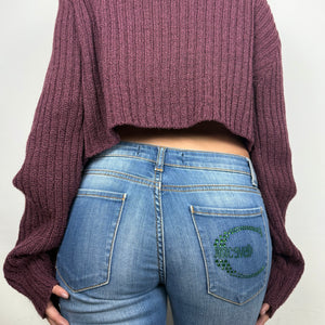 Purple ribbed cardigan jumper (XL)