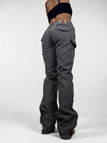 Denim grey low rise cargo pants (S)
