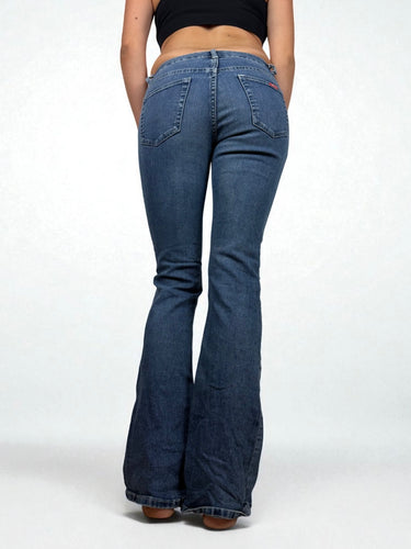 Blue denim mid rise flare pants (XS/S)