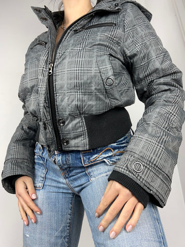 Grey crop puffer jacket (S)