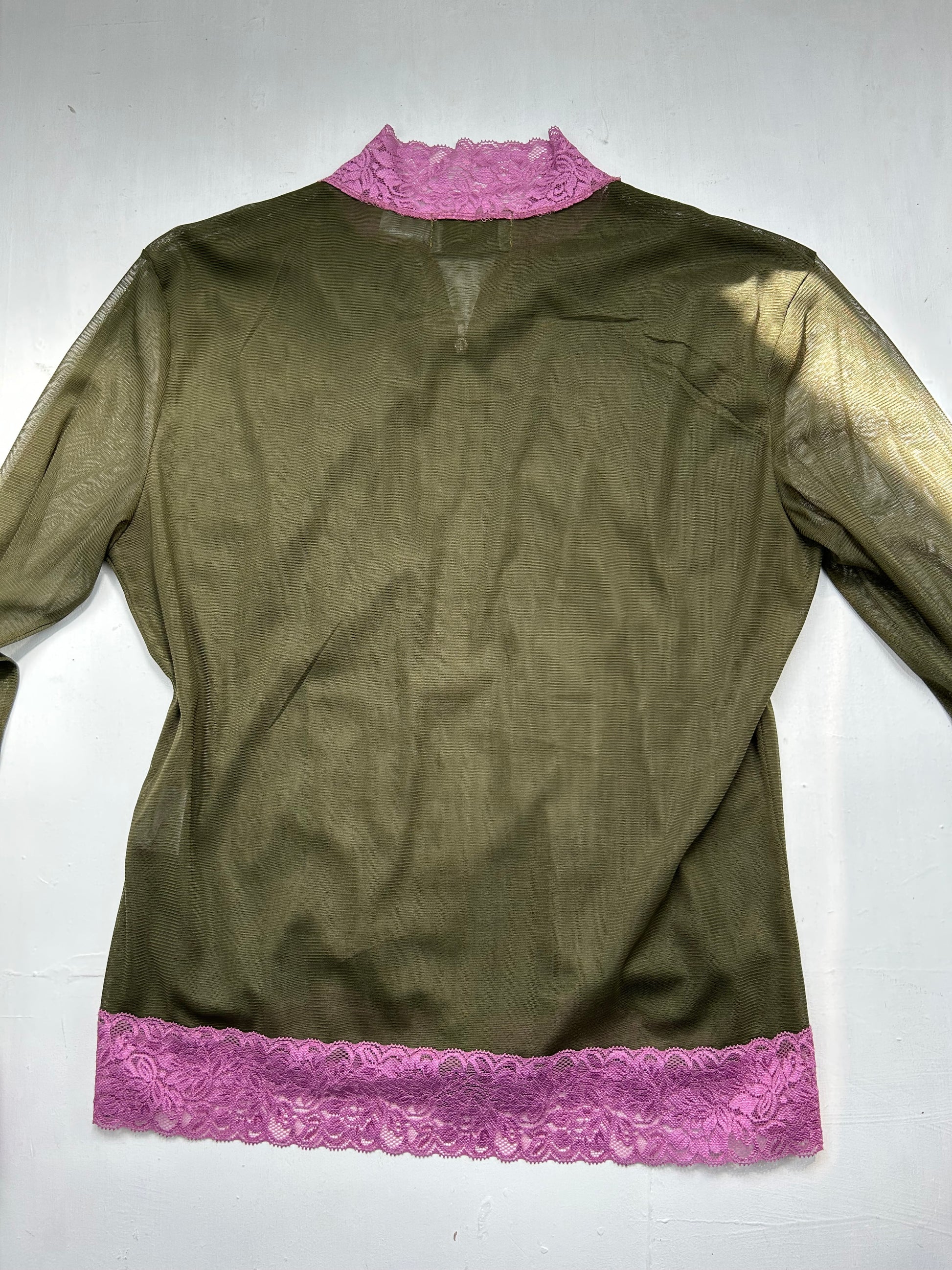 Khaki camo mesh zip up long sleeves top (XL)