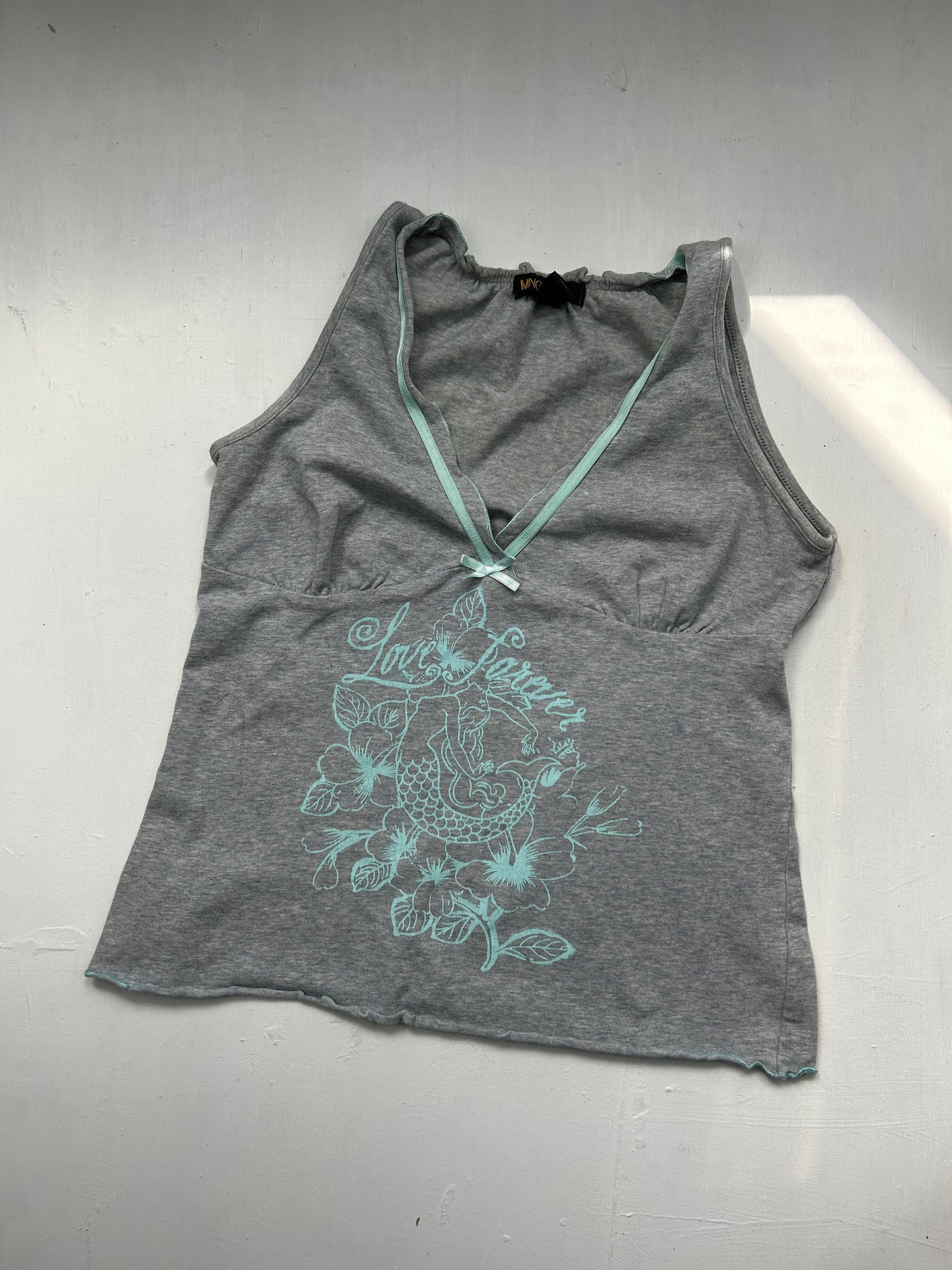 Grey cotton V neck tank top (M/L)