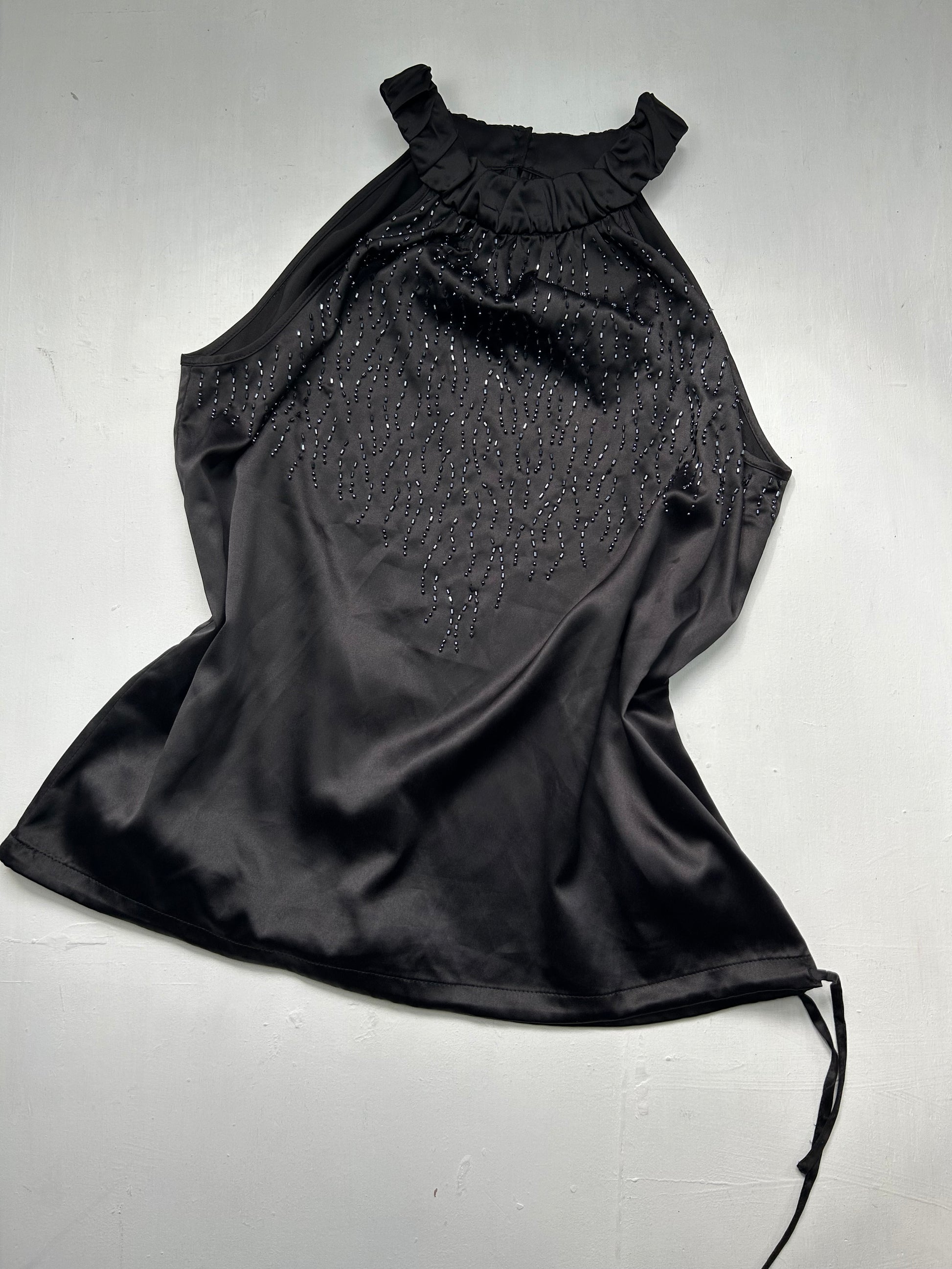 Black silky halter top (M/L)