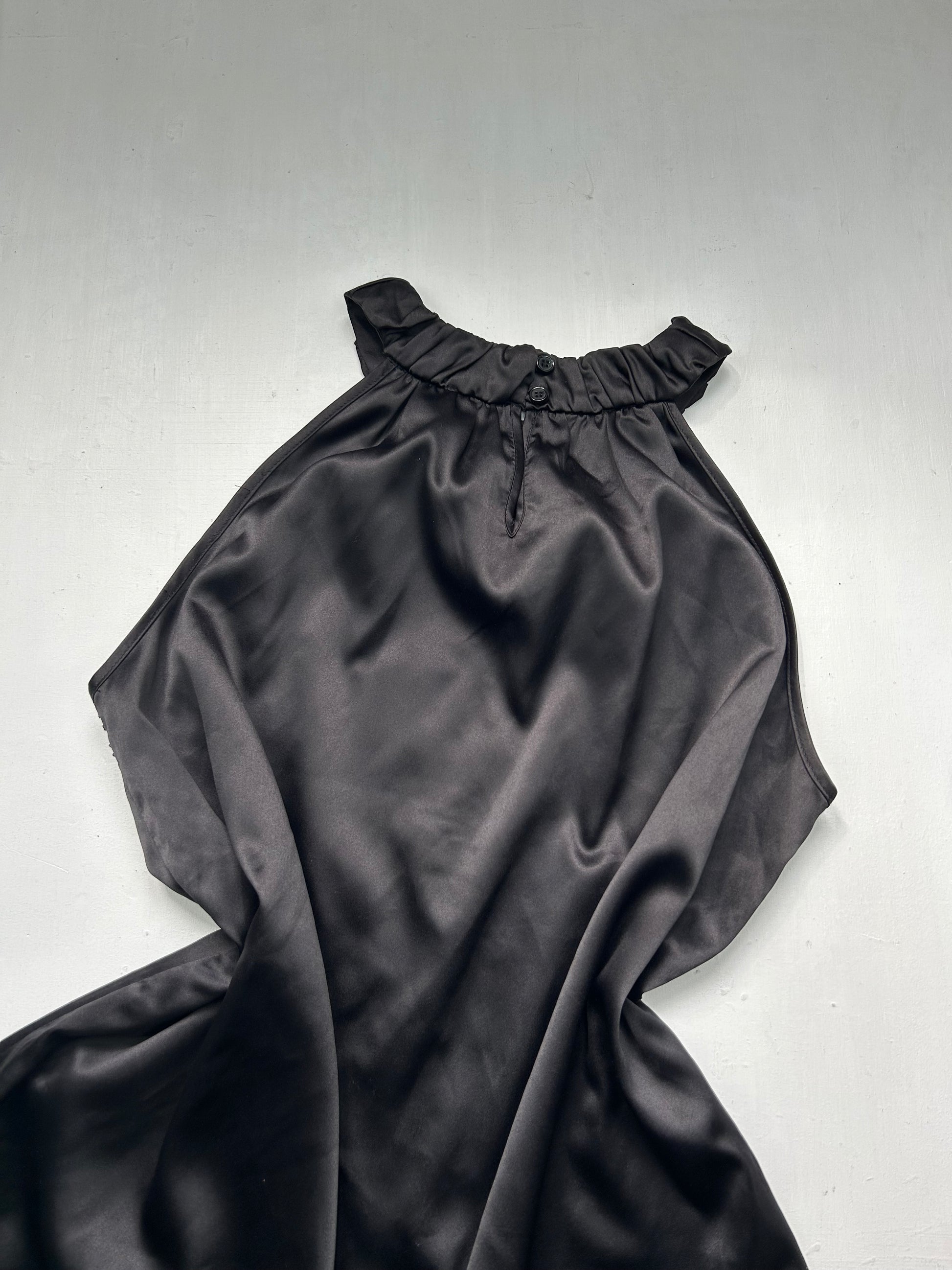 Black silky halter top (M/L)