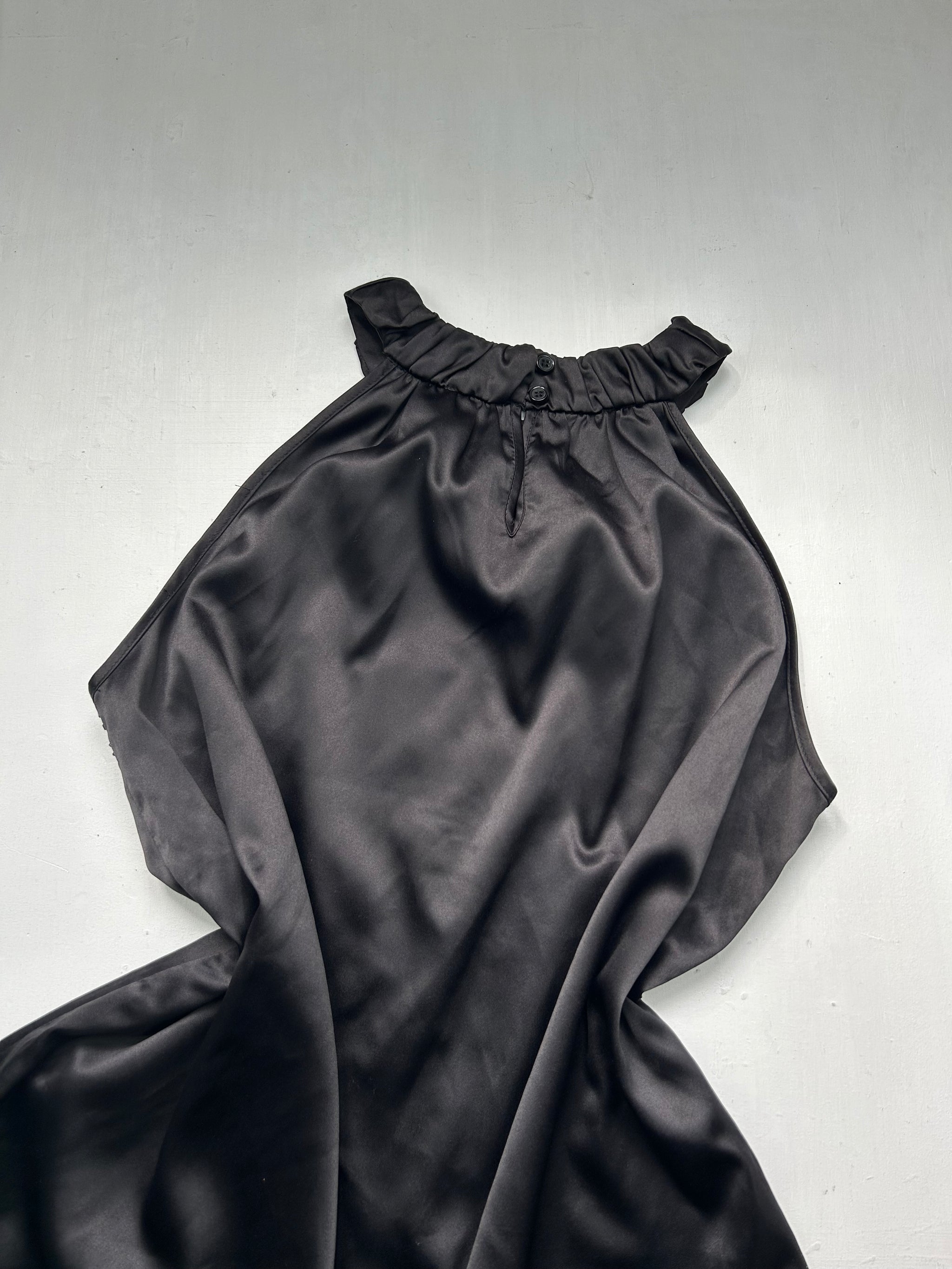 Black silky halter top (M/L)