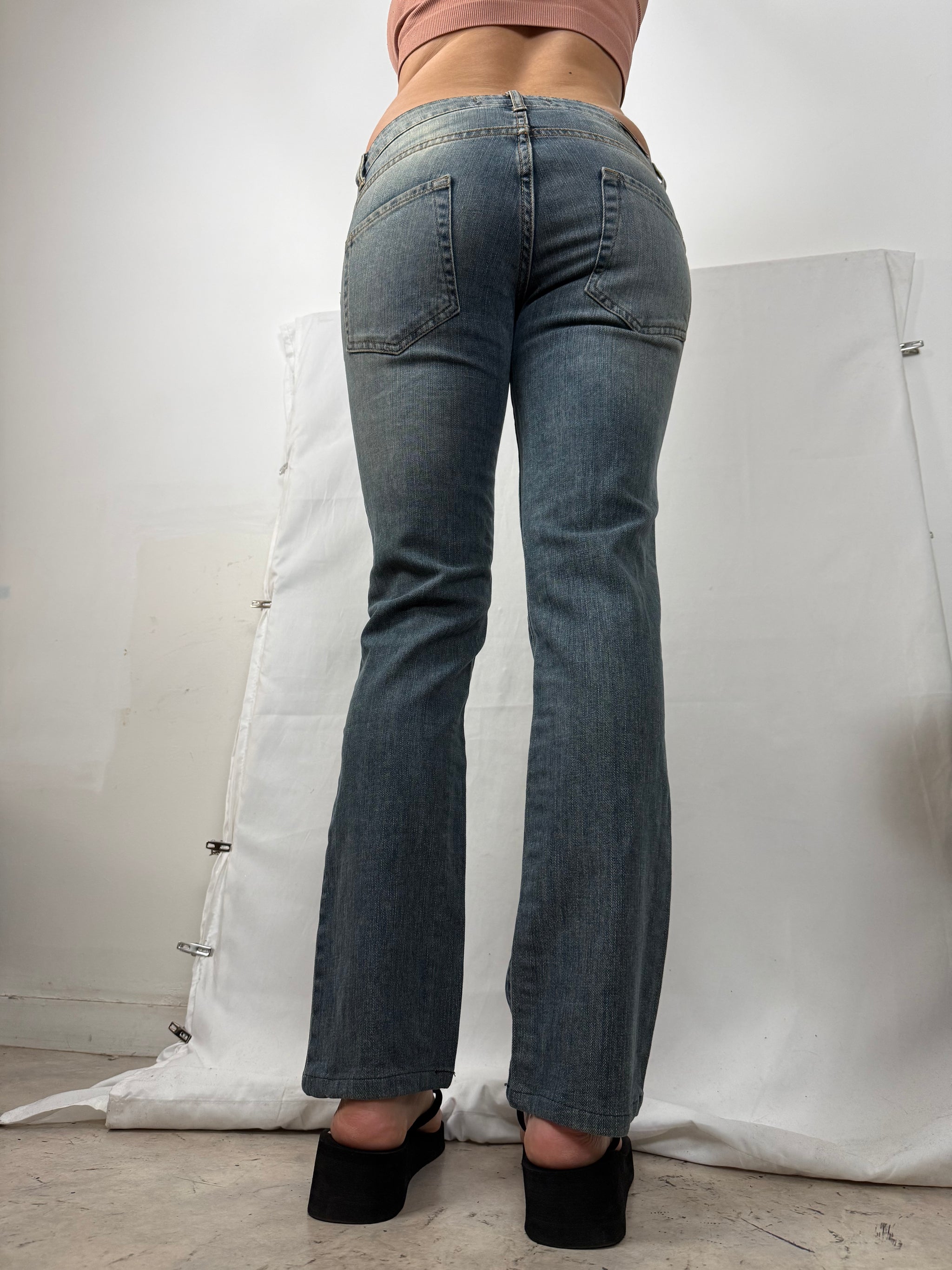 Blue denim low waist pants (S)