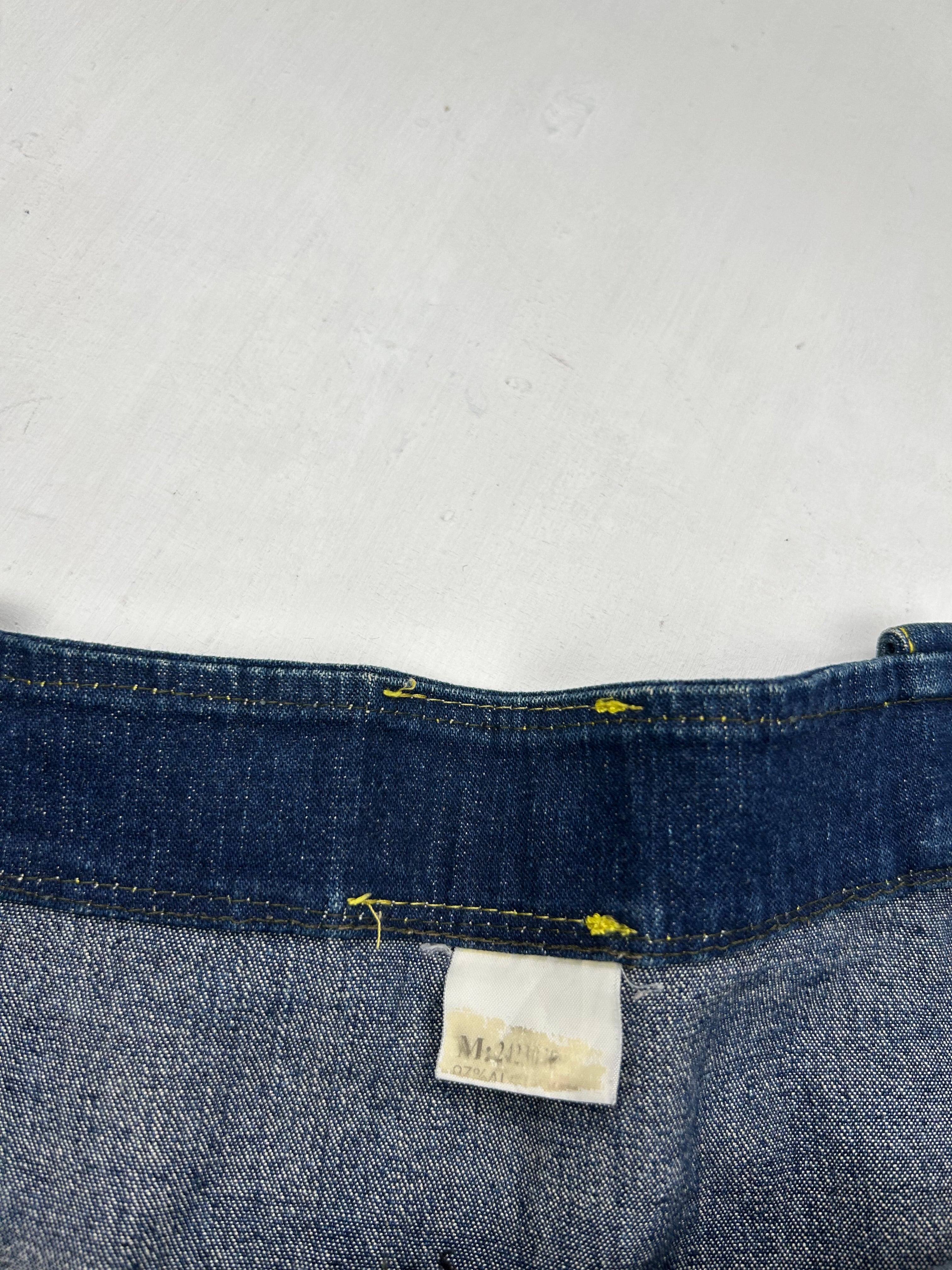Navy denim pleated mini skirt (M)
