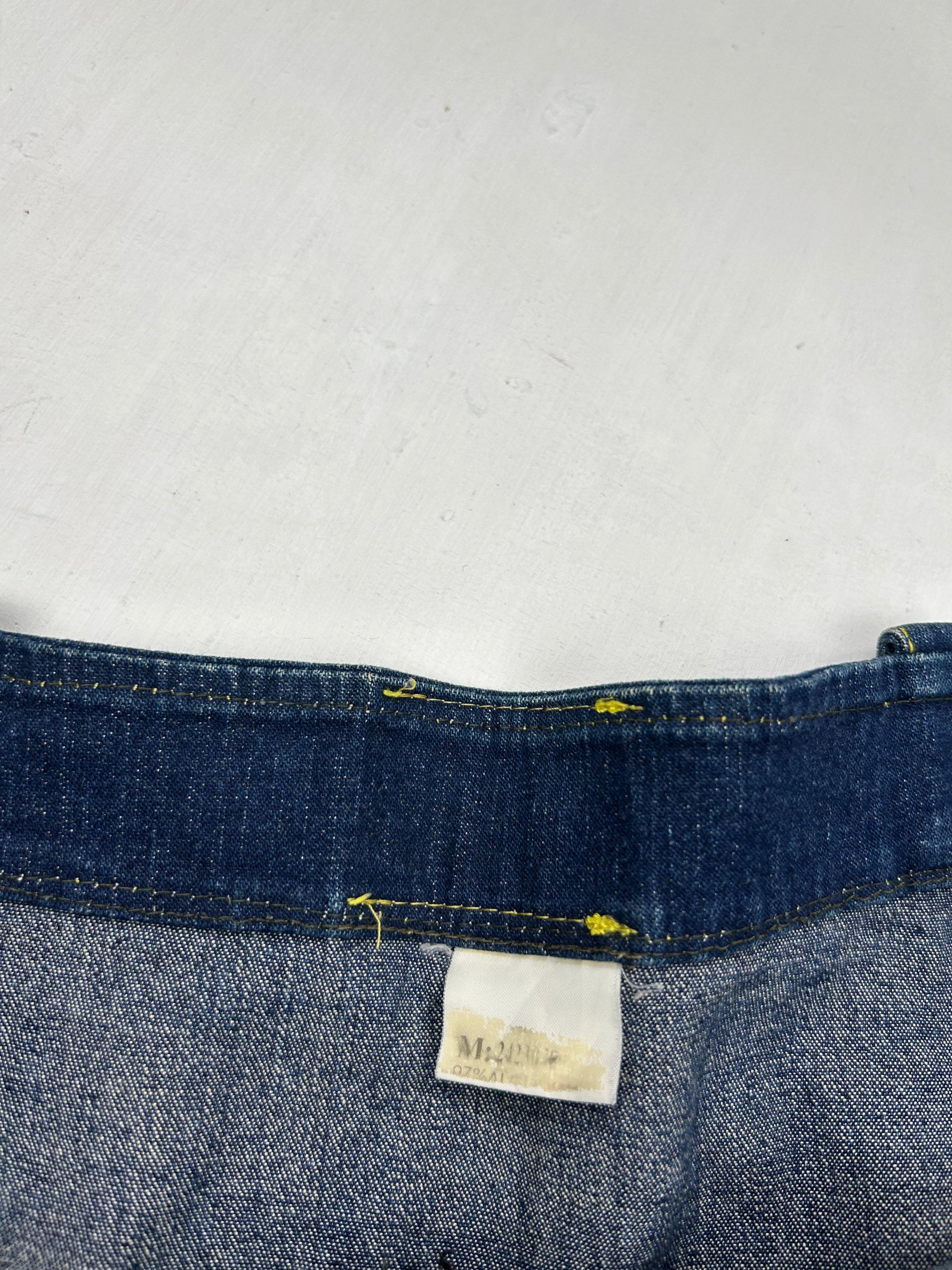 Navy denim pleated mini skirt (M)
