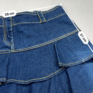Navy denim pleated mini skirt (M)