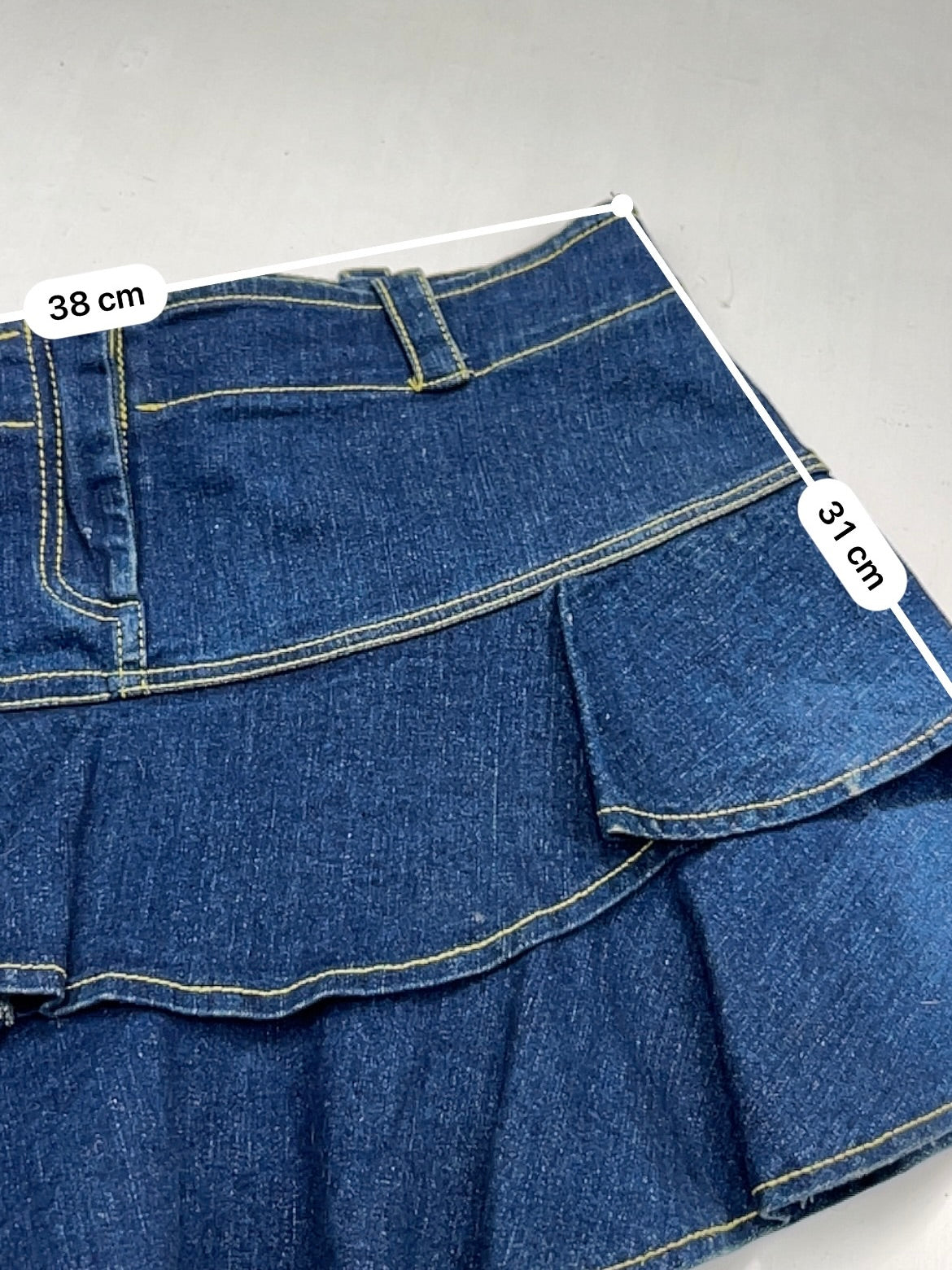 Navy denim pleated mini skirt (M)