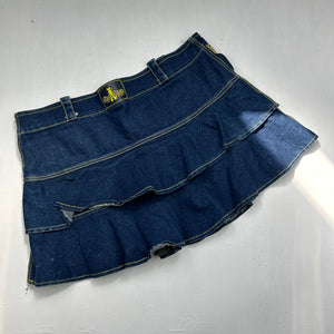 Navy denim pleated mini skirt (M)