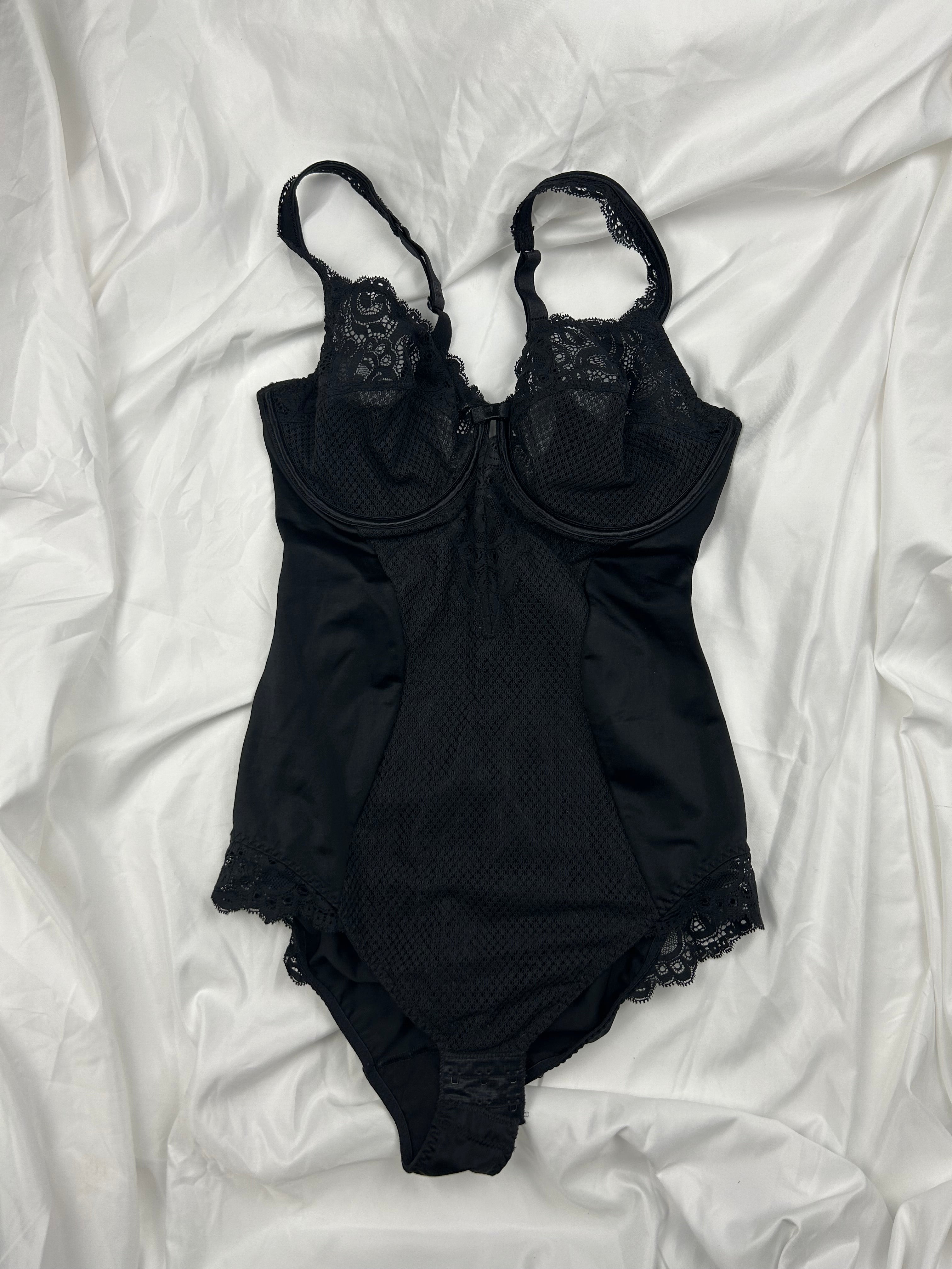 Black lace bodysuit top (S)