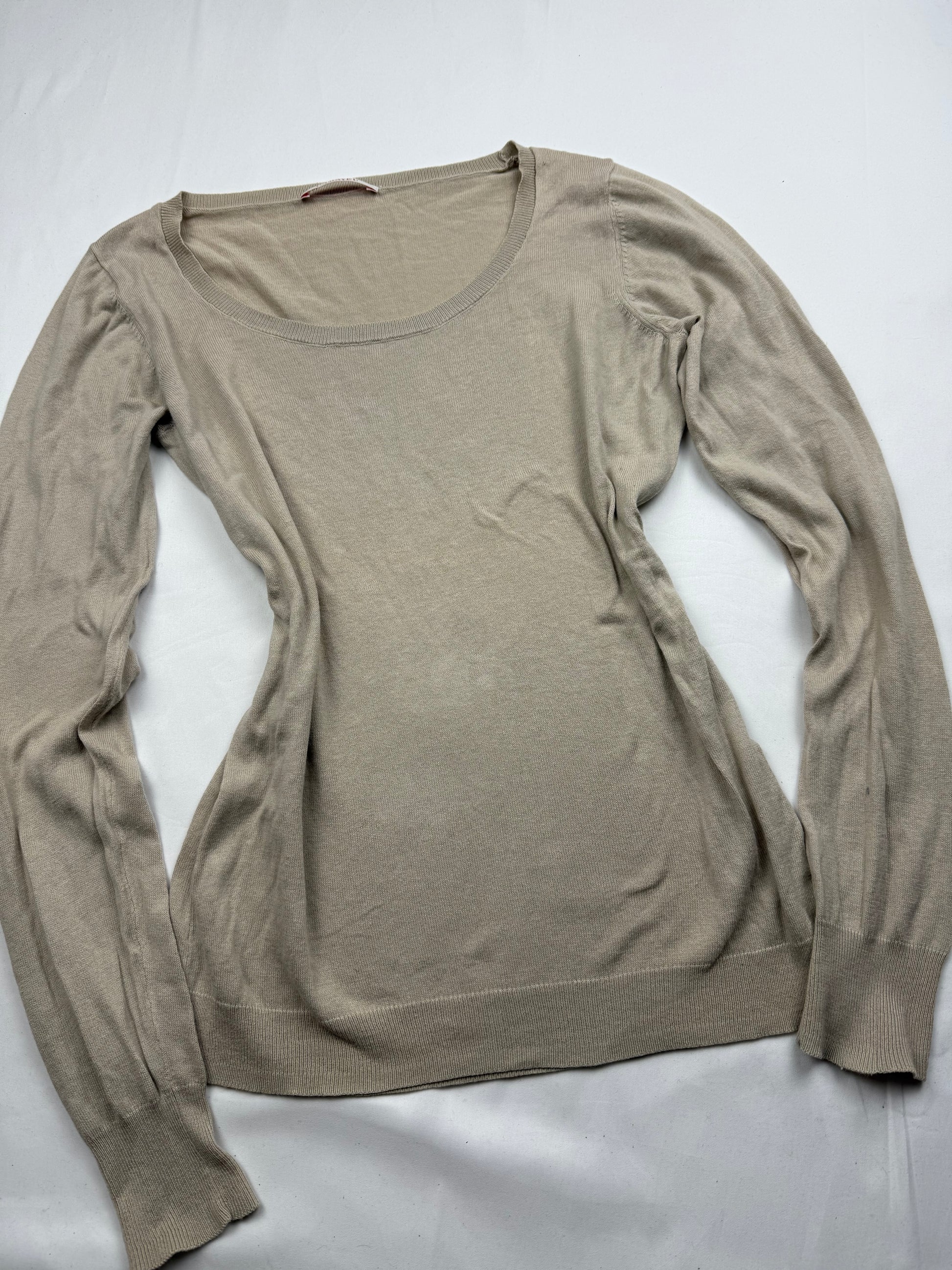 Beige tight fit cotton jumper (M)