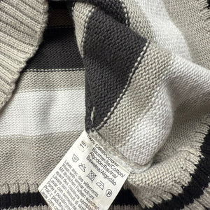 Beige V neck striped 100% cotton jumper (L)