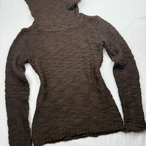 Brown turtleneck tight fit jumper (S)