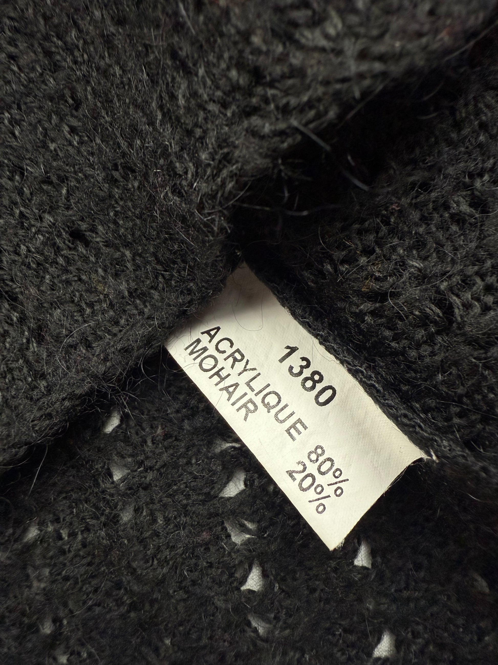 Black crochet tight fit flared sleeves jumper (S)