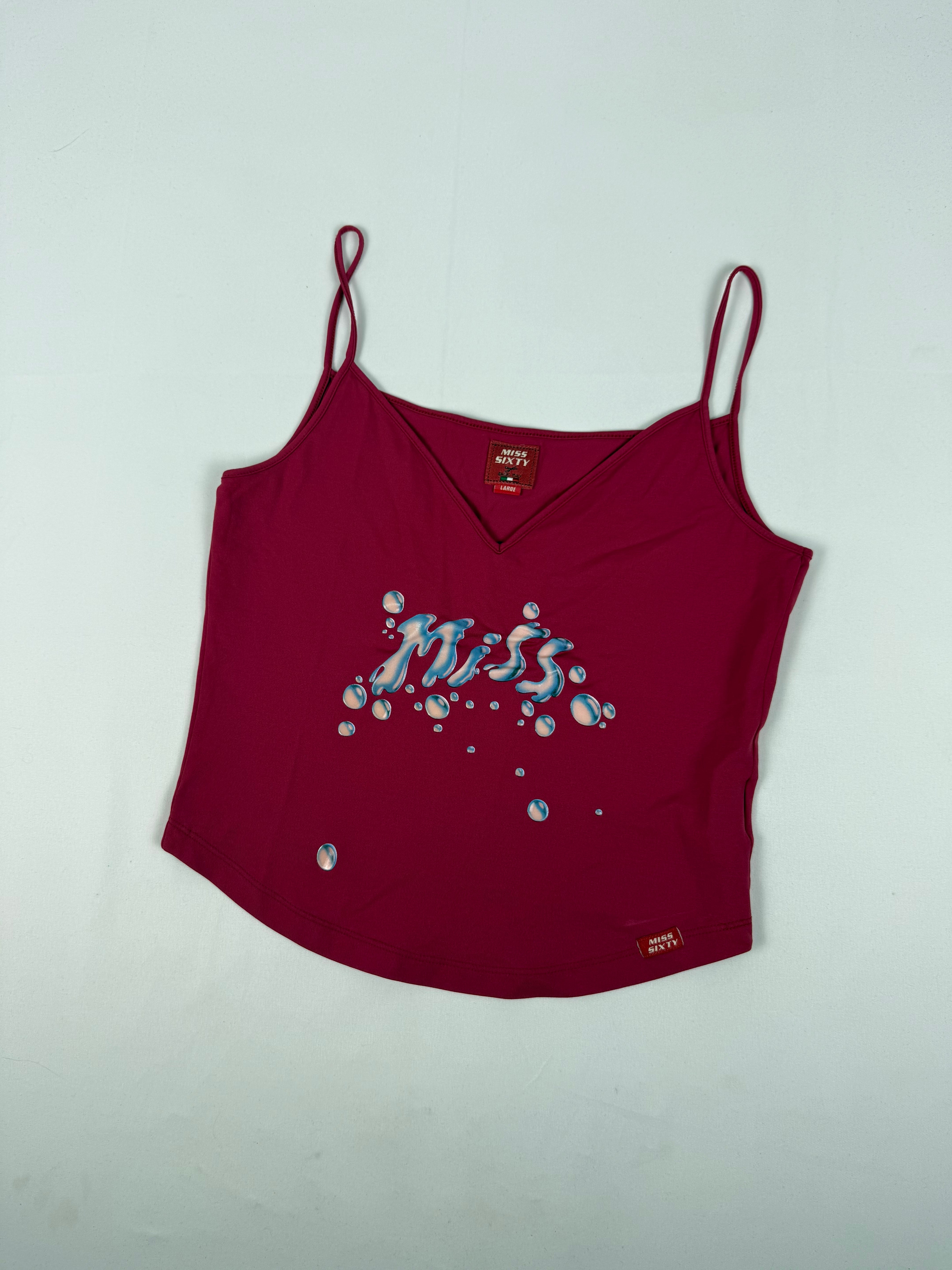 Burgundy graphic lycra cami top (M/L)