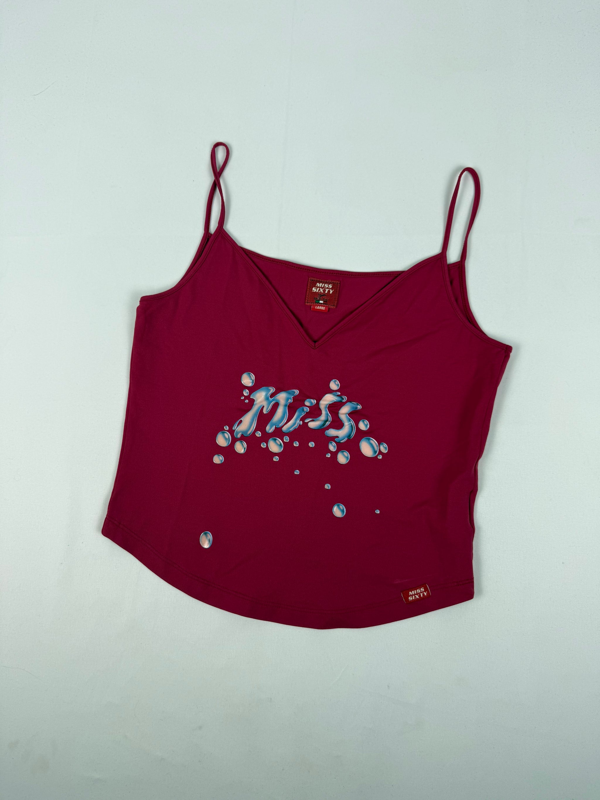 Burgundy graphic lycra cami top (M/L)