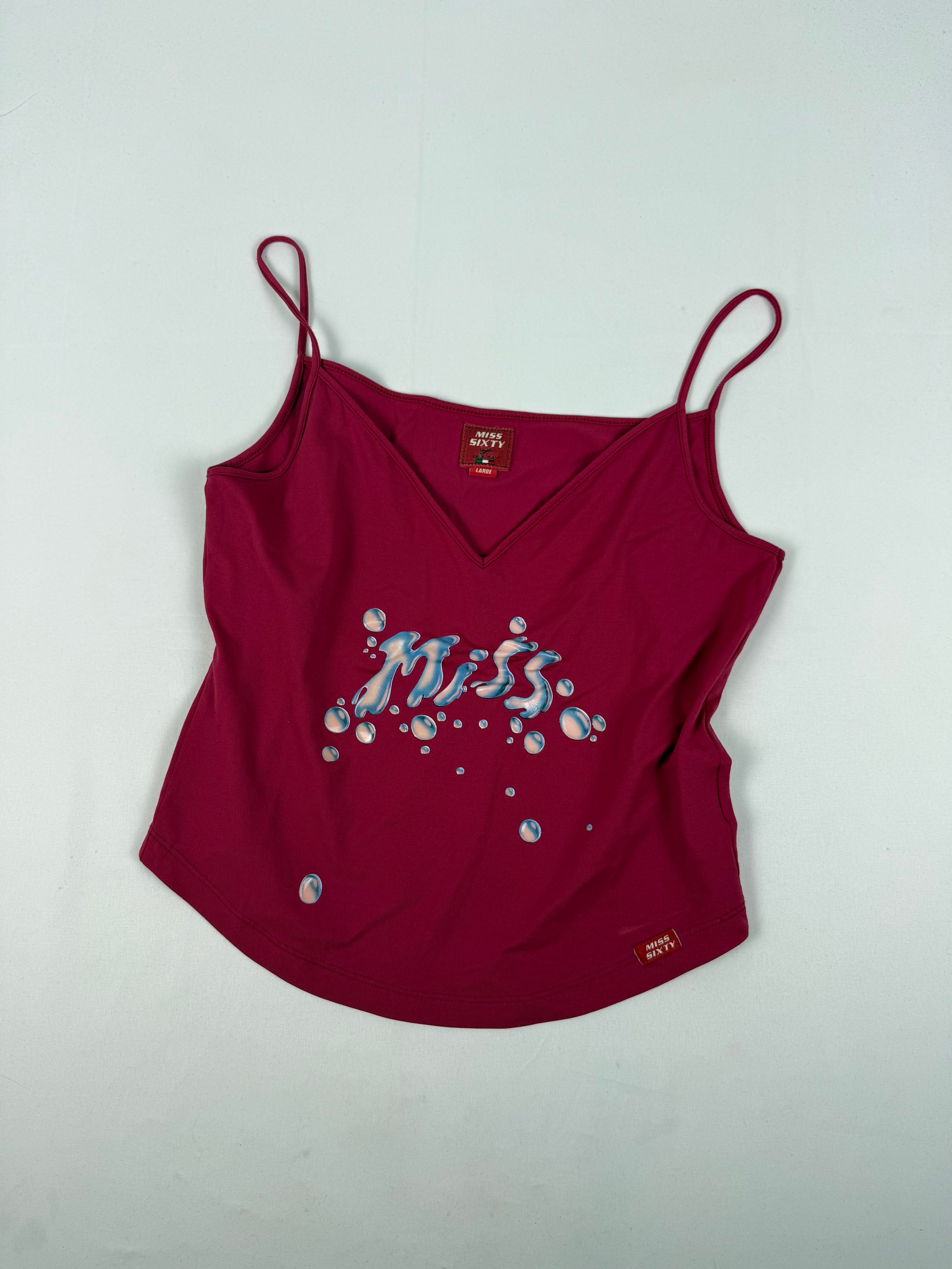 Burgundy graphic lycra cami top (M/L)