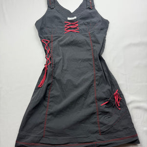 Grey & red lace up utility mini dress (S/M)