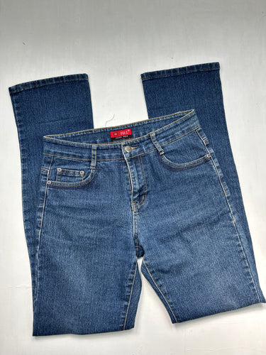 Blue denim mid waist straight legs pants (S)