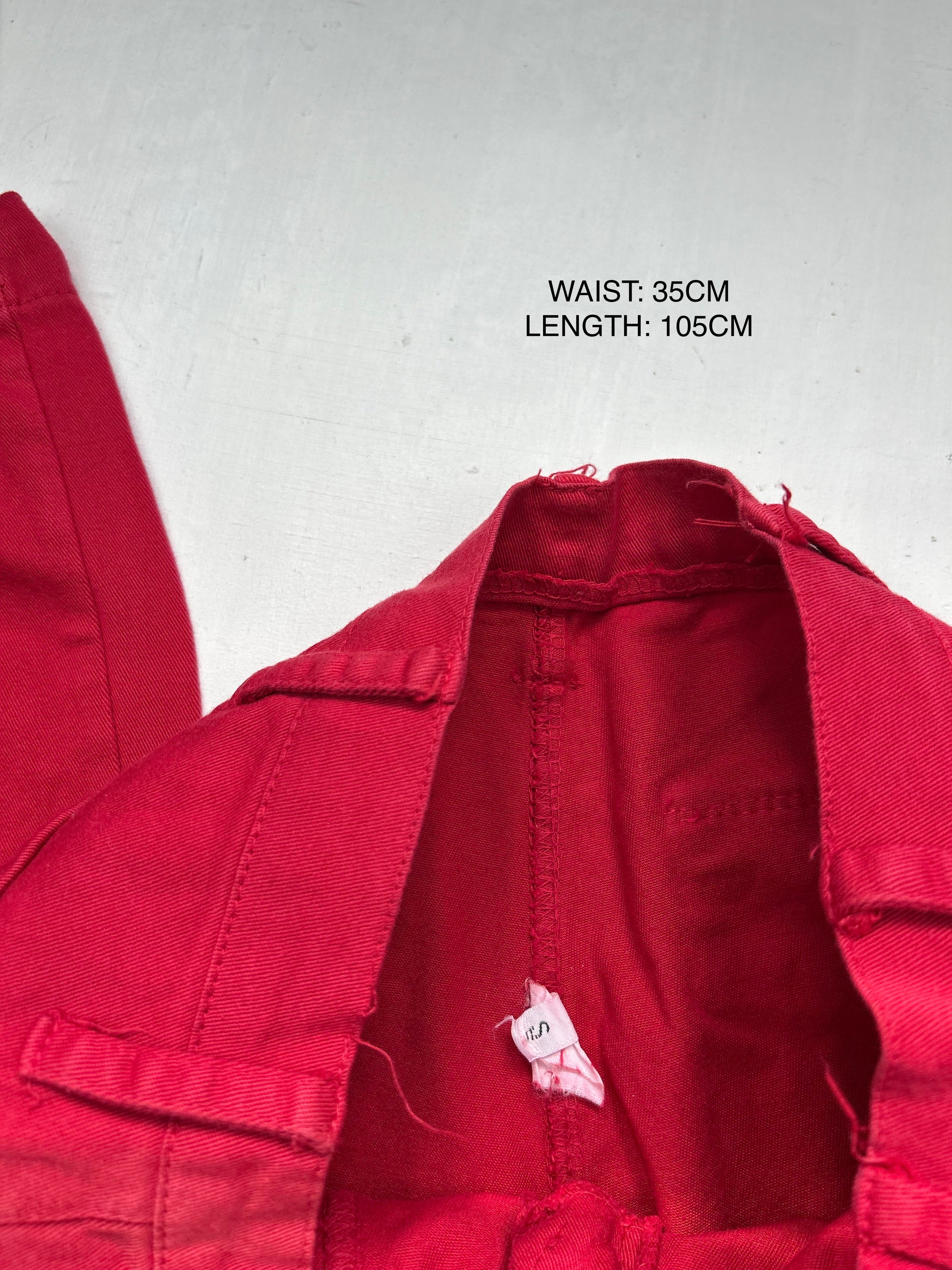 Red cargo low waist pants (S)