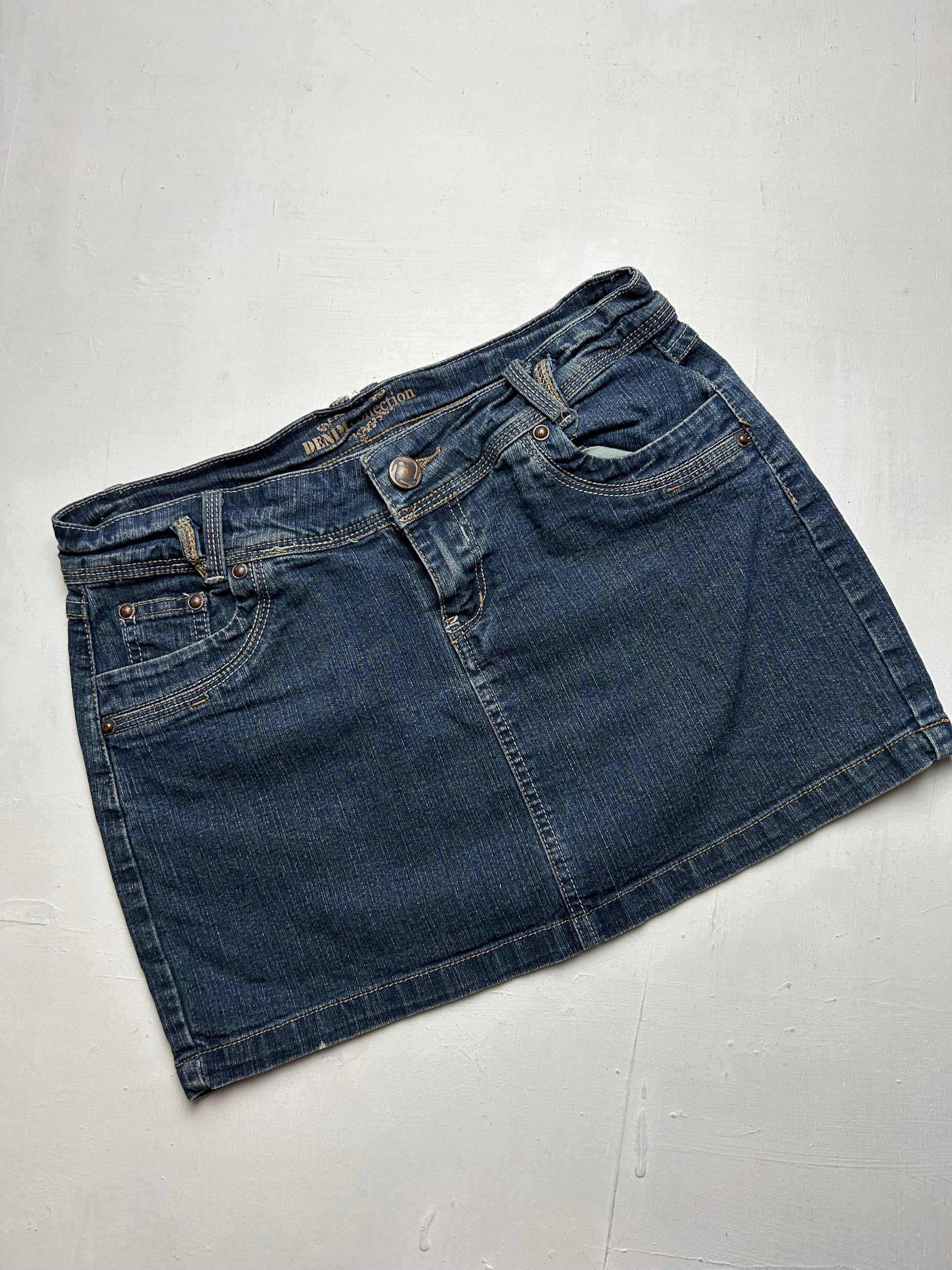 Navy blue denim low rise mini / micro skirt 90s y2k vintage (S)