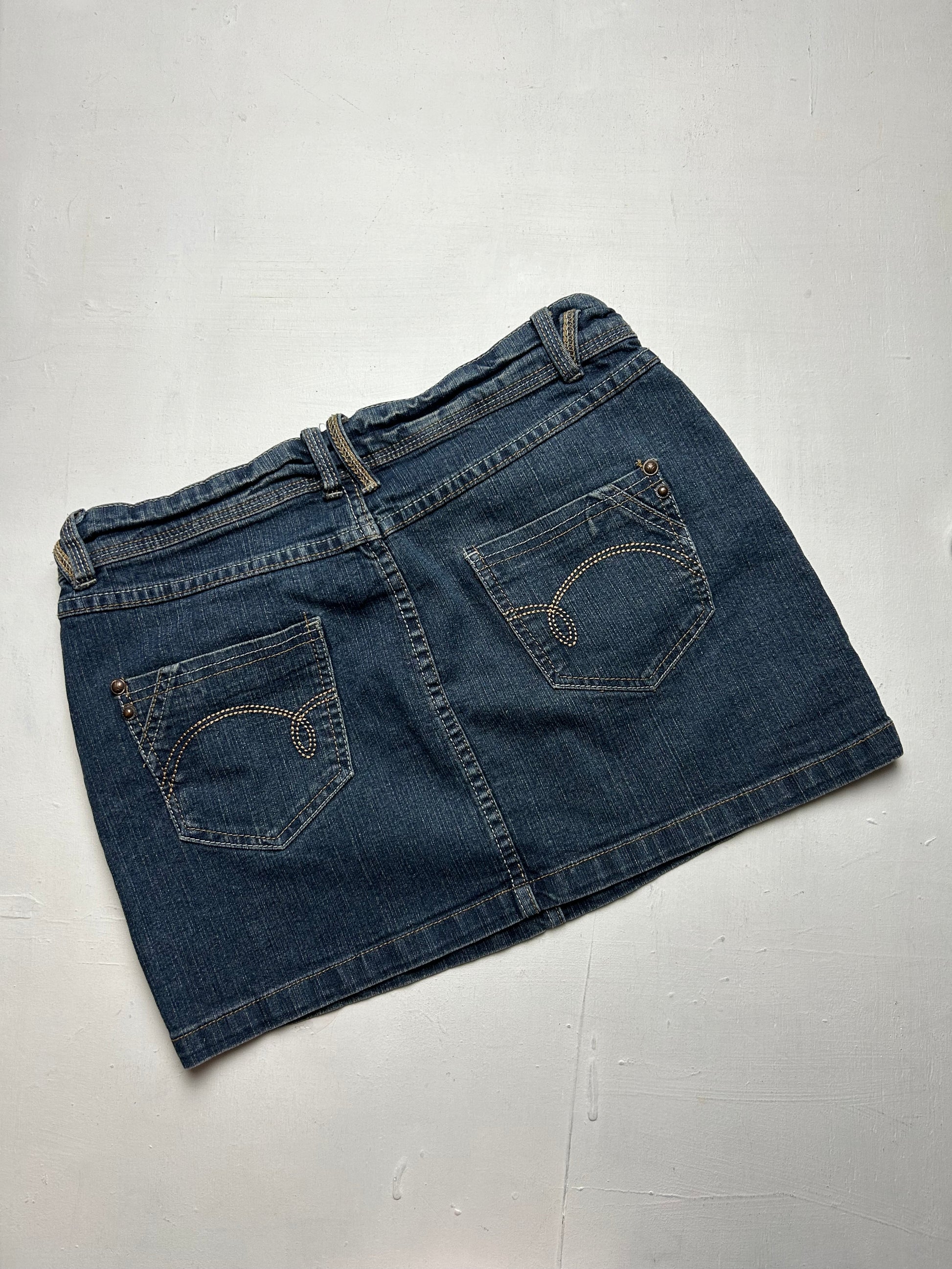 Navy blue denim low rise mini / micro skirt 90s y2k vintage (S)