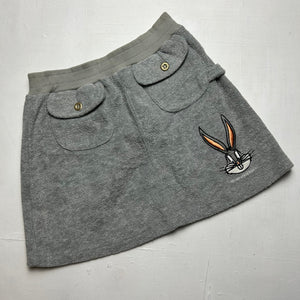 Grey fluffy cartoon low rise mini skirt 90s y2k vintage (S)