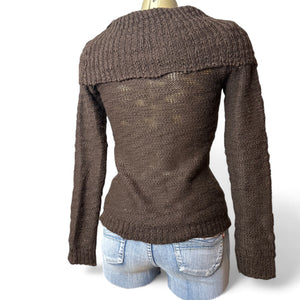 Brown turtleneck tight fit jumper (S)