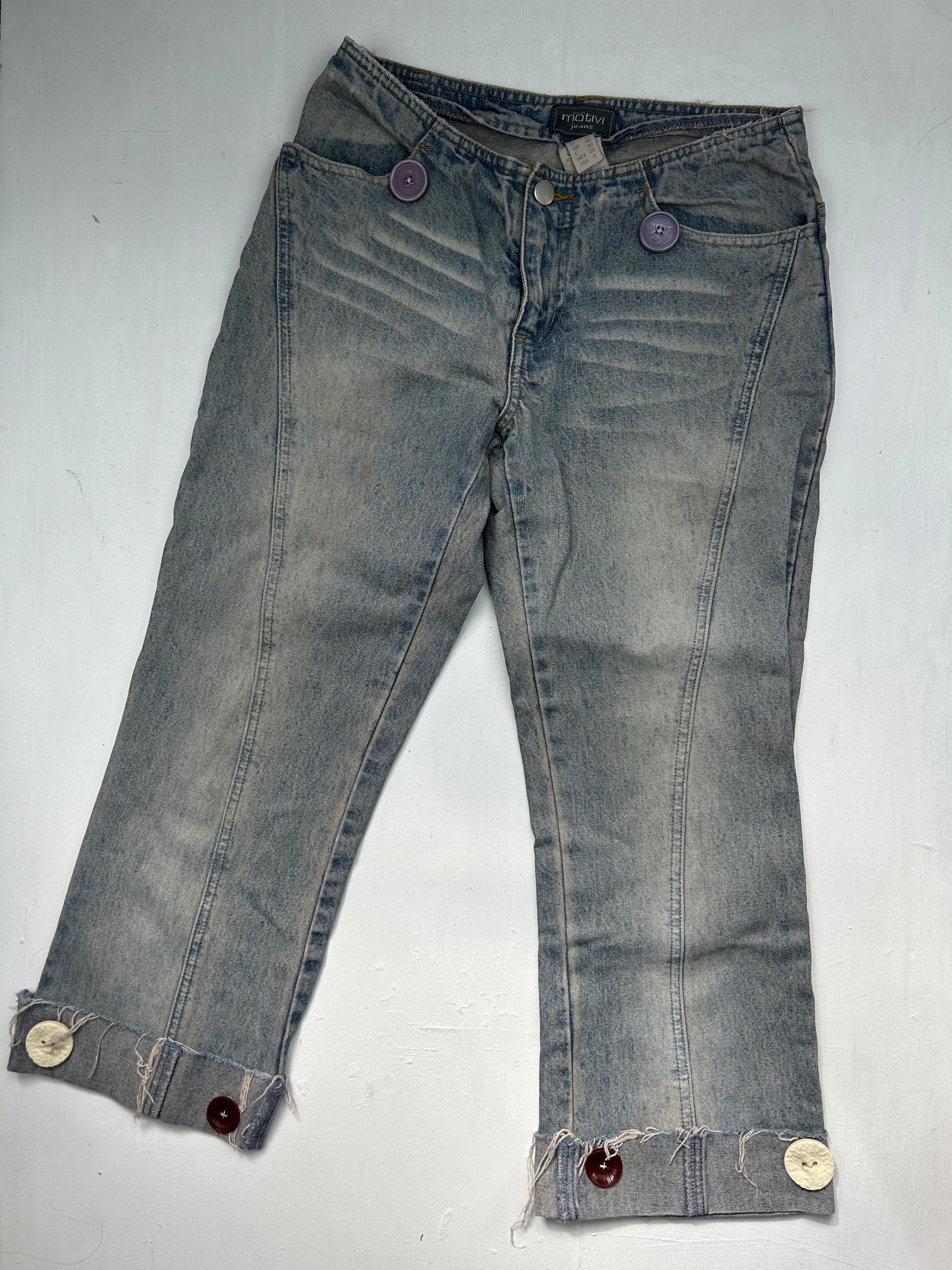 Grey denim low waist capri pants (S)