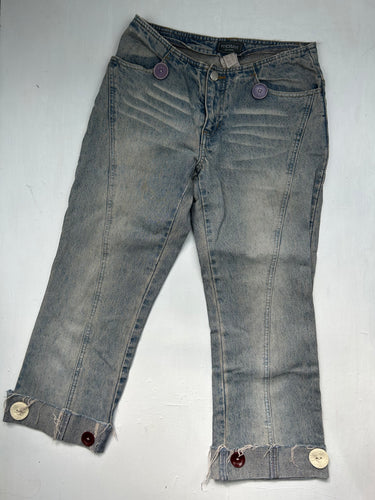 Grey denim low waist capri pants (S)