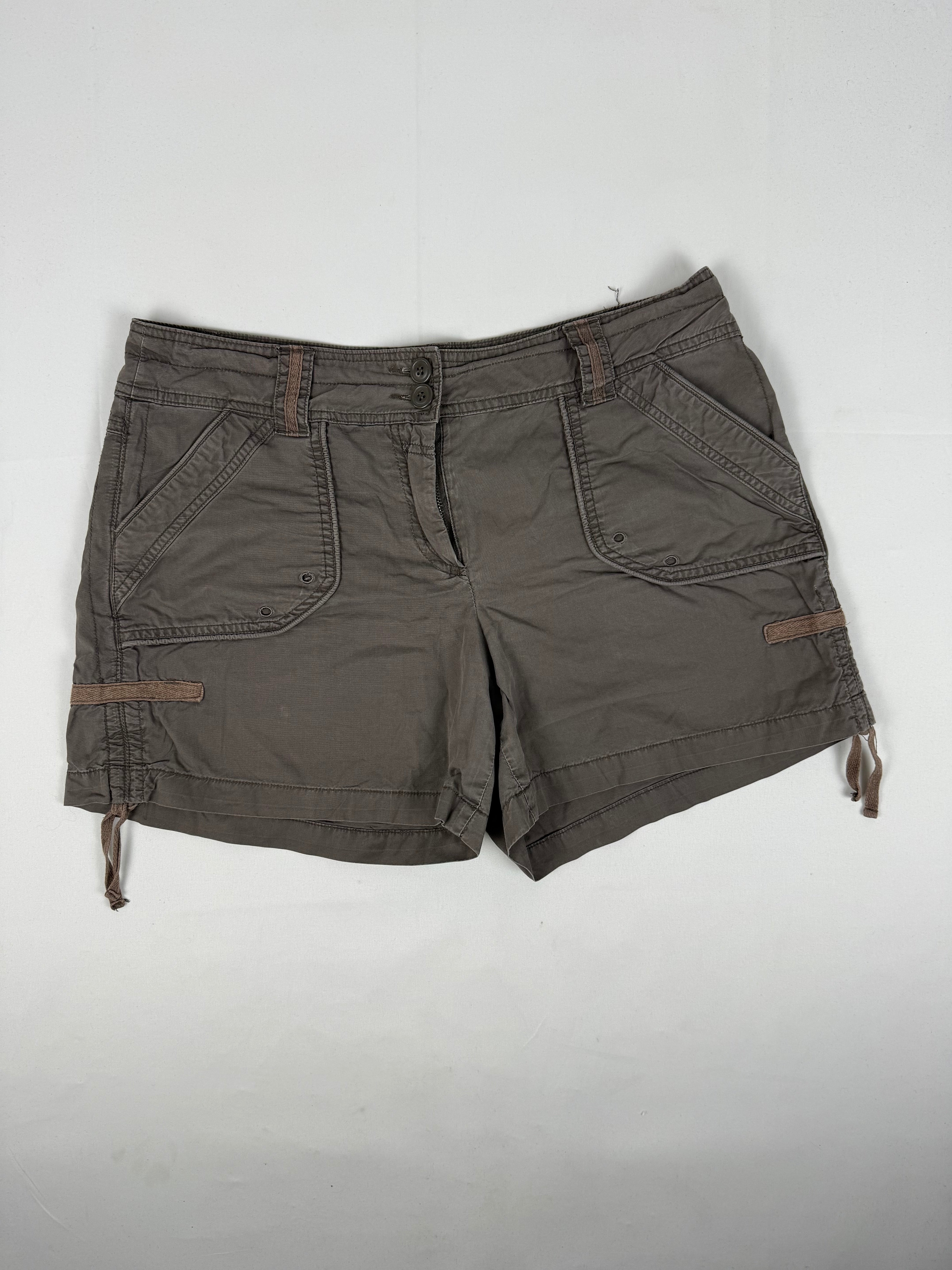 Khaki cargo ruched mini short (XL)