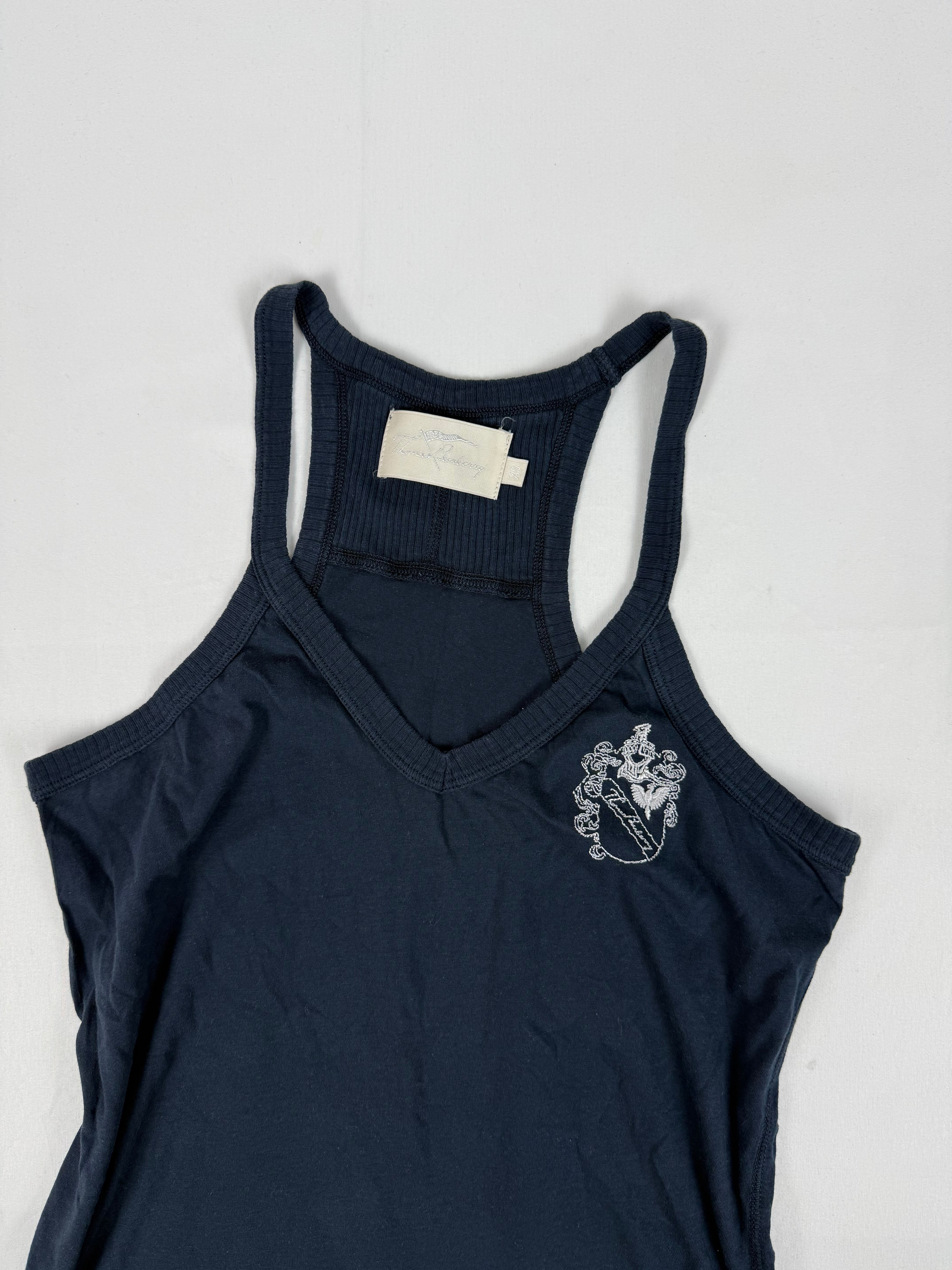 Navy 100% cotton tank top with logo (XS/S)