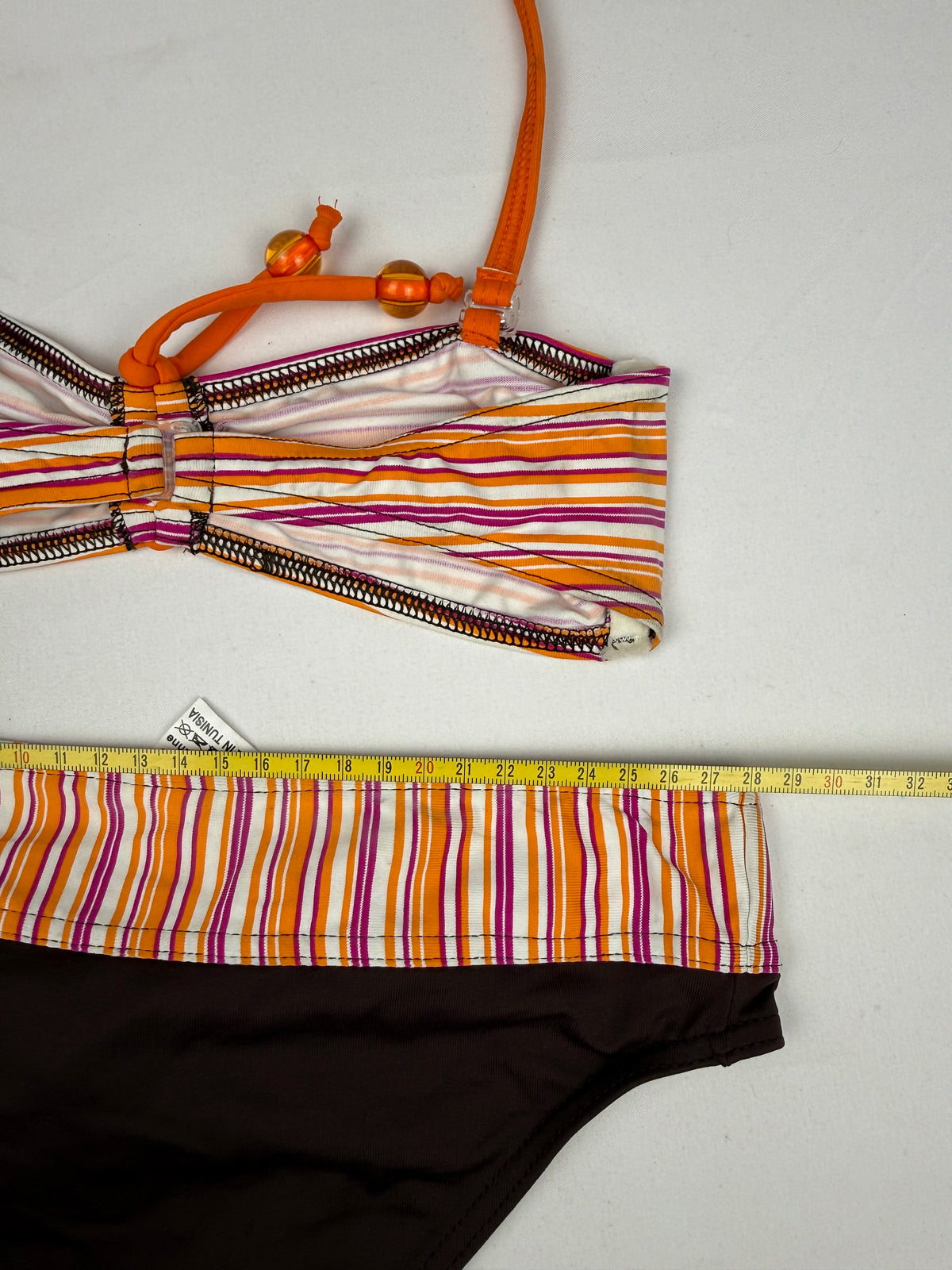 Ensemble bikini à rayures marron (XXS)
