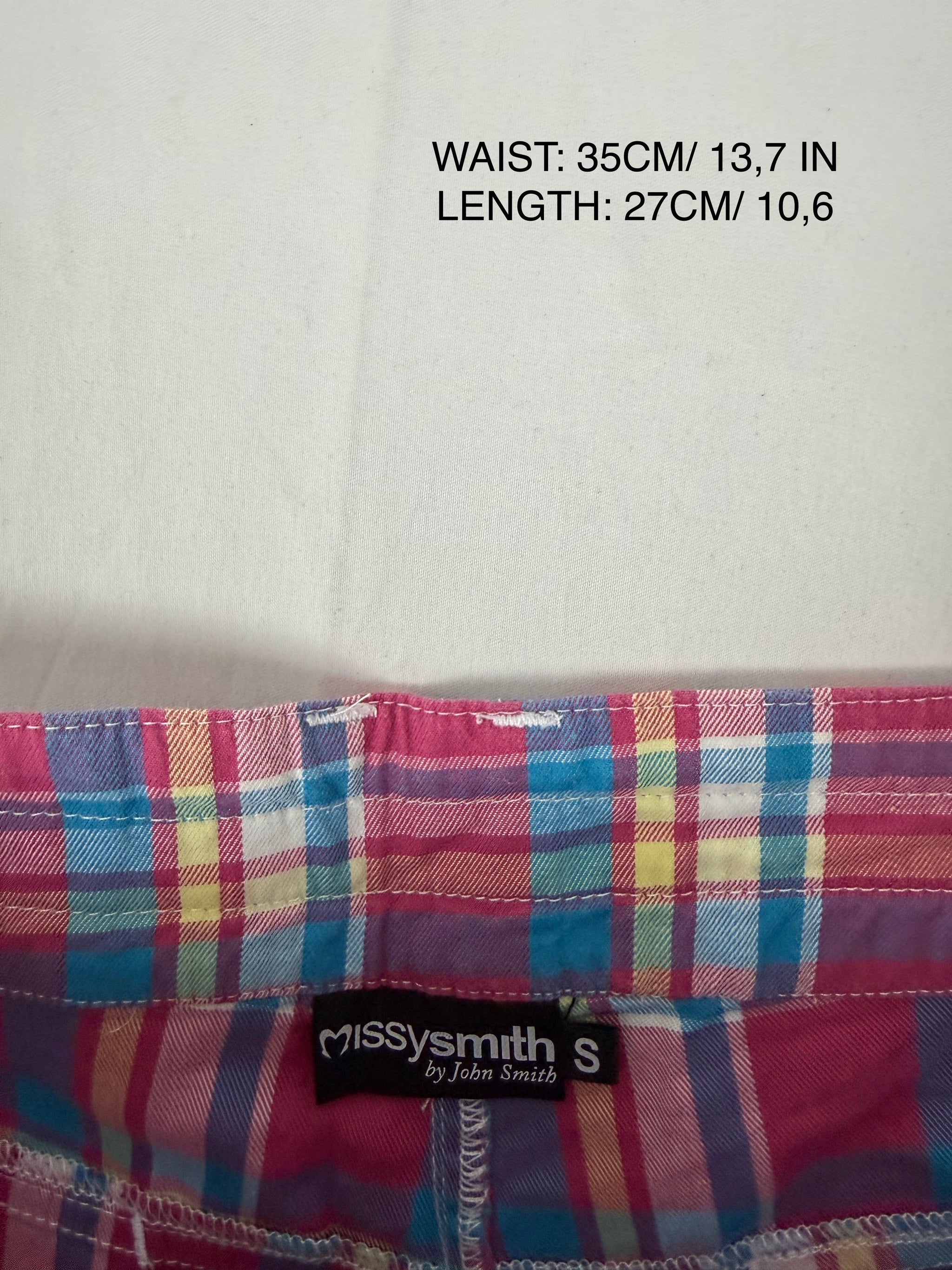 Pink check print low rise mini short (XS)