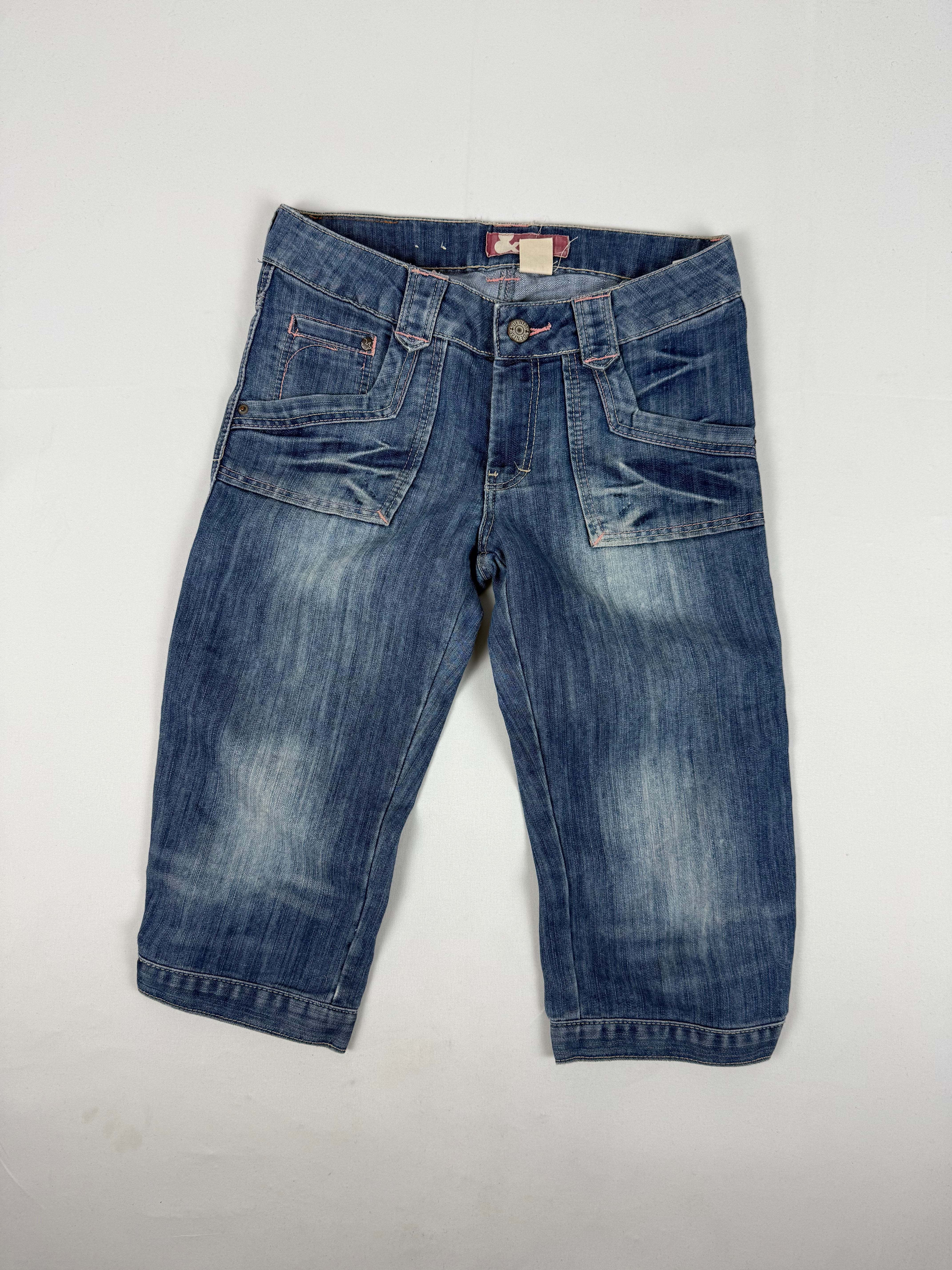 Blue denim low rise mid short (XXS/XS)