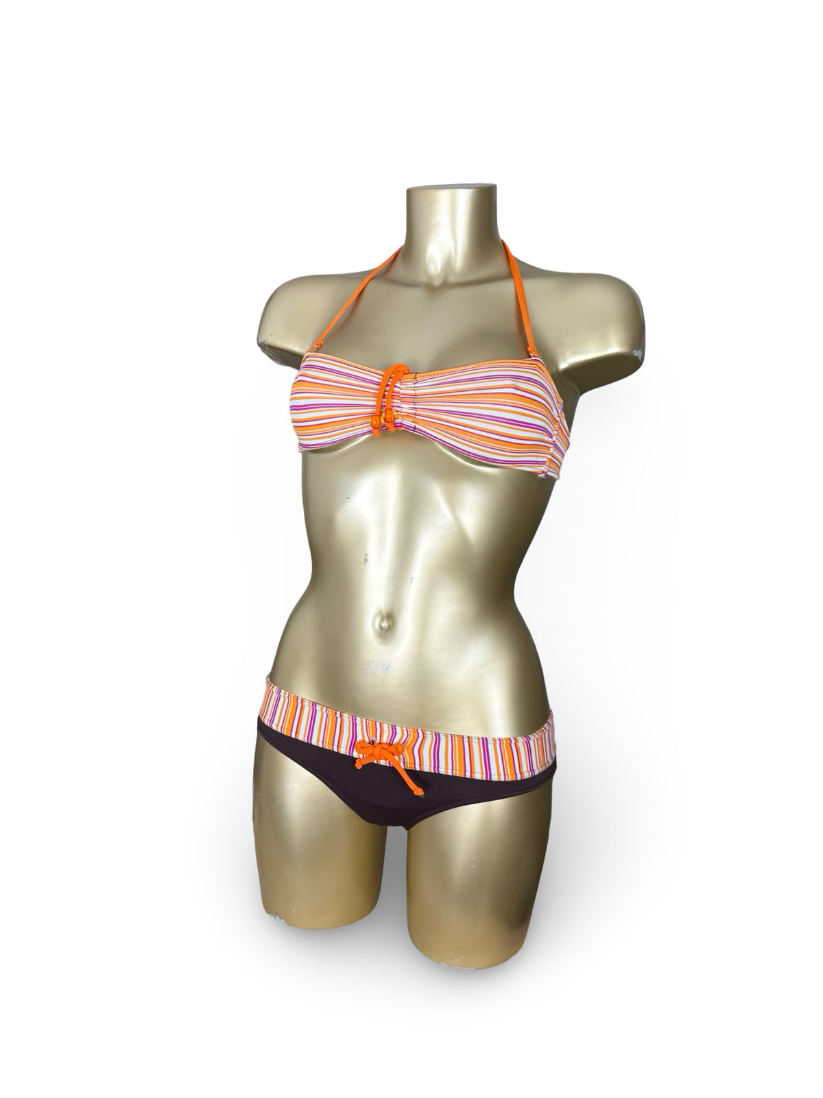 Ensemble bikini à rayures marron (XXS)