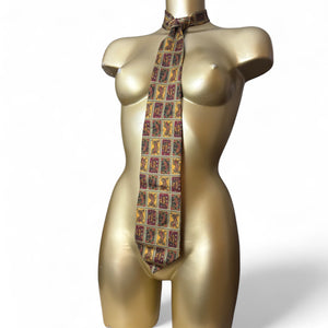 100% silk graphic gold tie